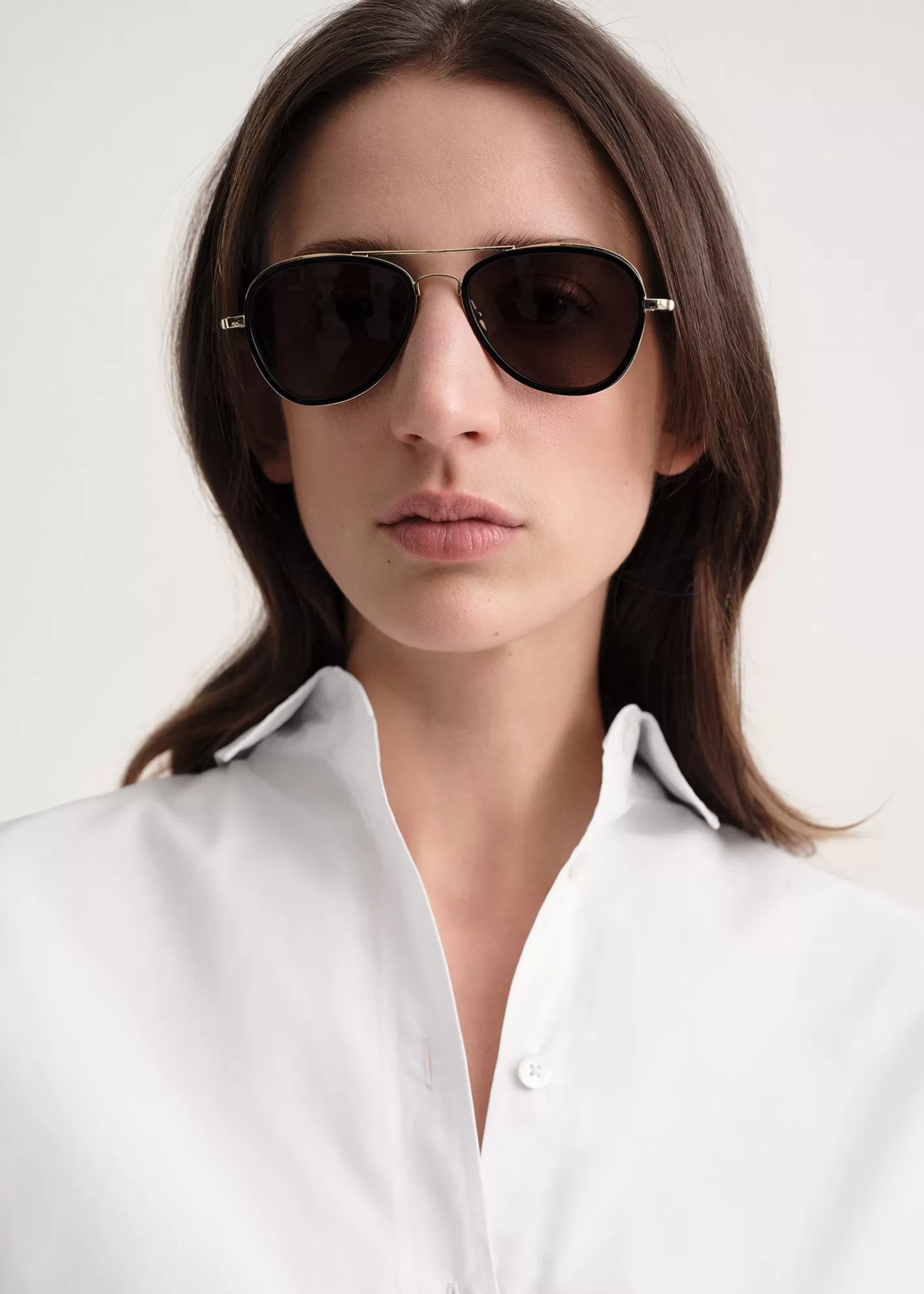 Sunglasses>TOTEME Aviator sunglasses black Gold-Black