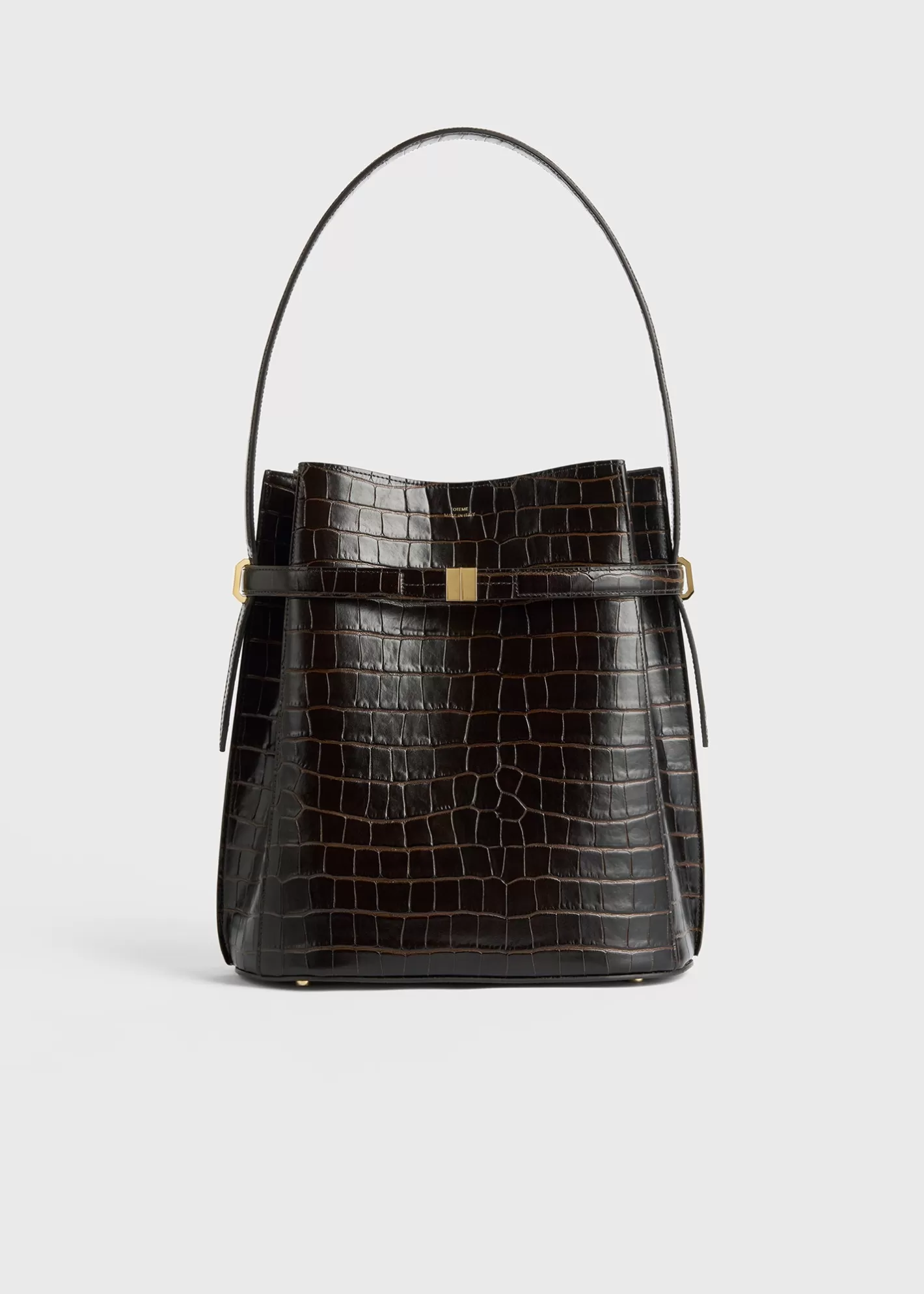 Belted Bucket Bags>TOTEME Belted croco-embossed bucket bag dark brown darkbrown