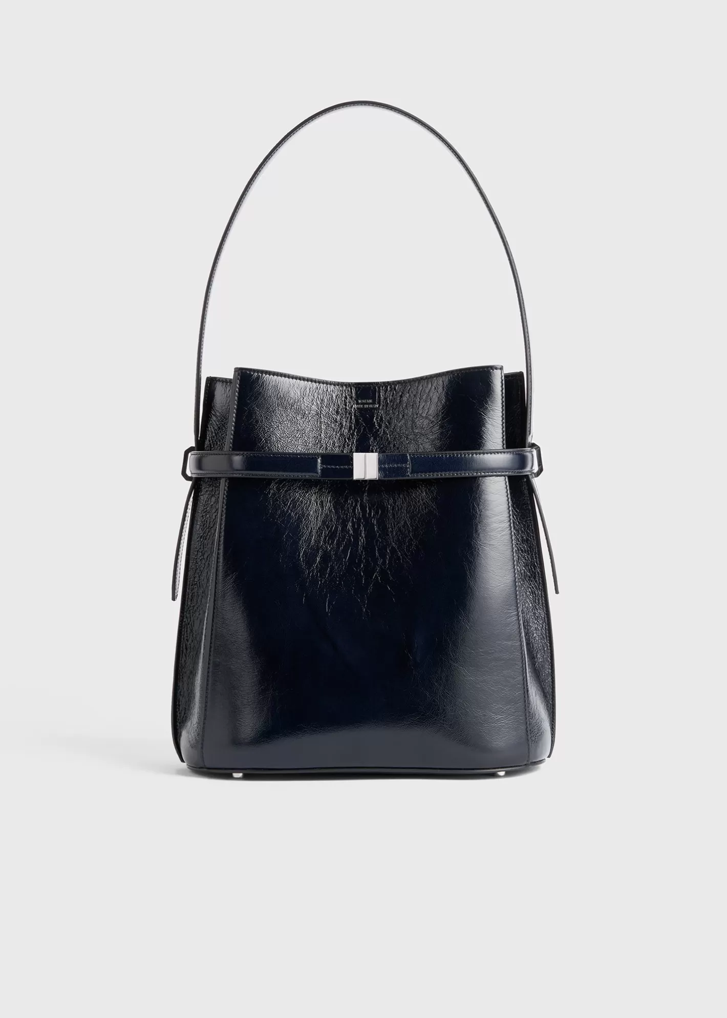 Belted Bucket Bags>TOTEME Belted Naplack bucket bag navy