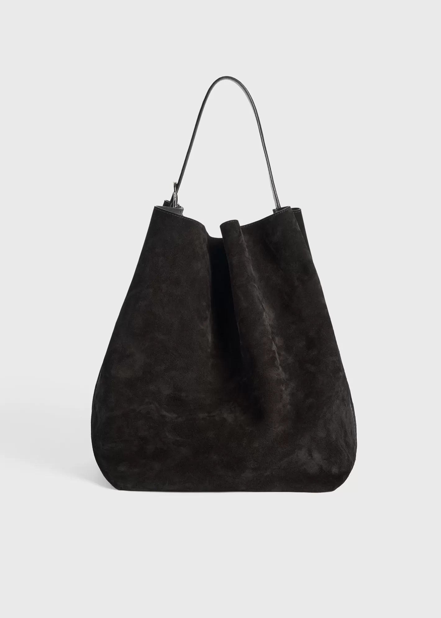 Belted Tote Bags>TOTEME Belted suede tote Espresso