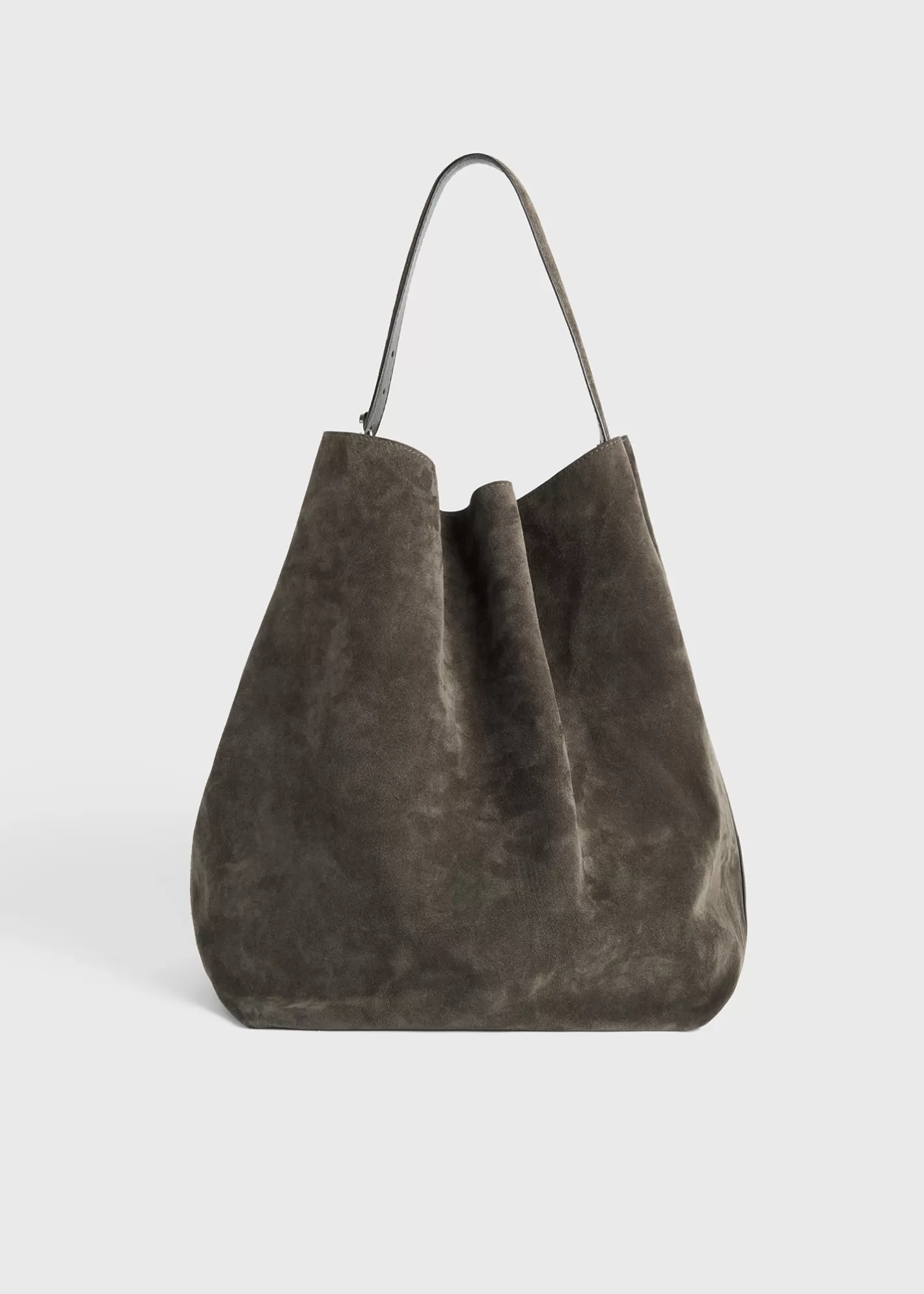 Belted Tote Bags>TOTEME Belted suede tote Granite