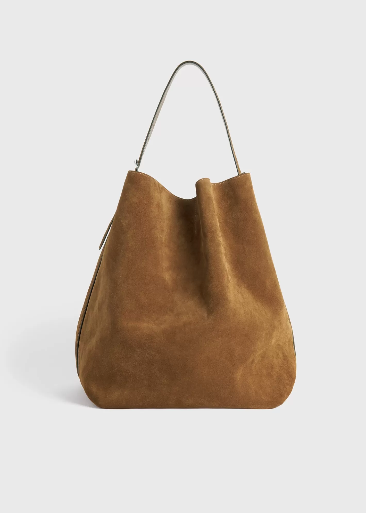 Belted Tote Bags>TOTEME Belted suede tote Tan