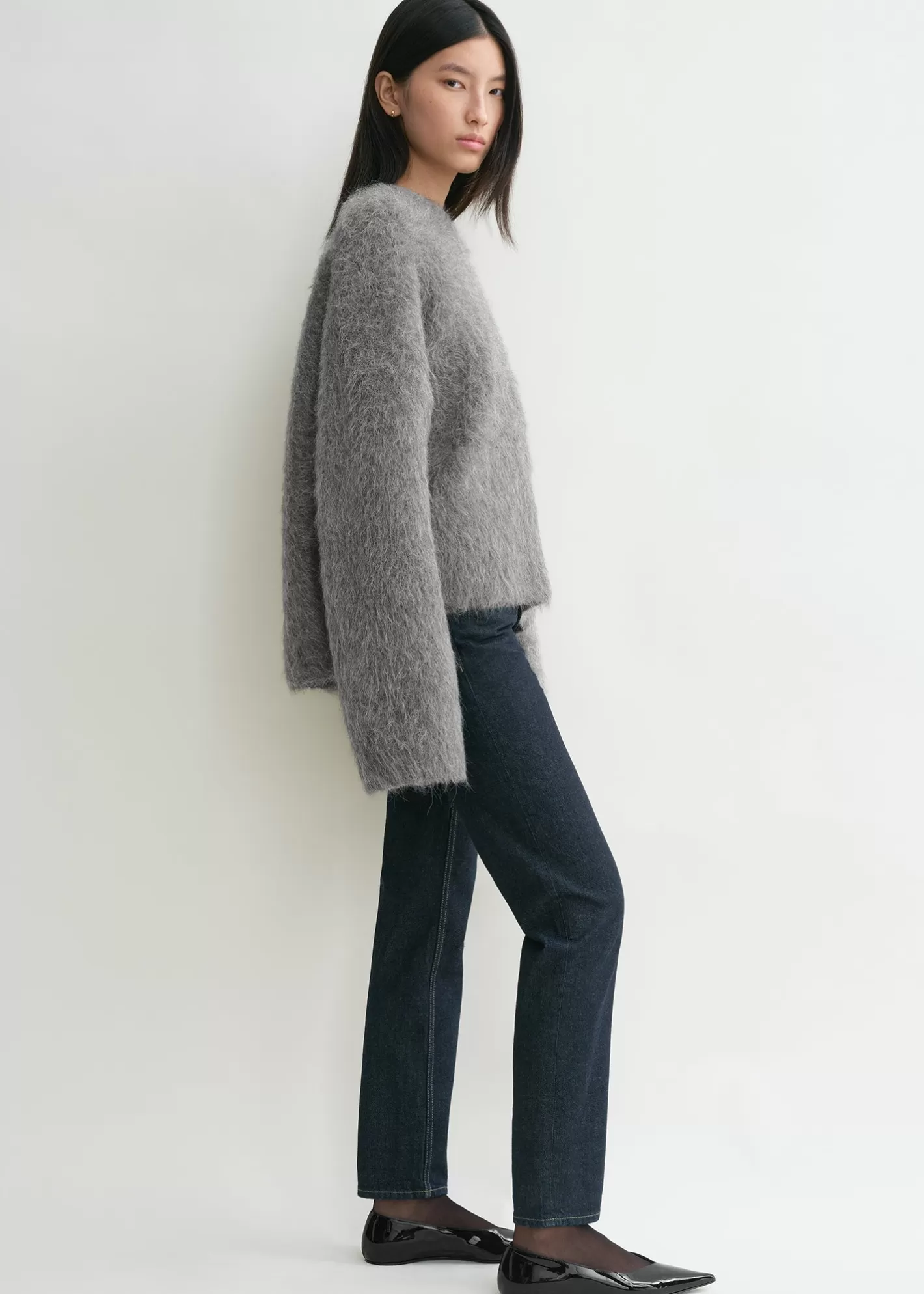 Knits & Sweaters>TOTEME Boxy alpaca knit dark grey melange darkgreymelange