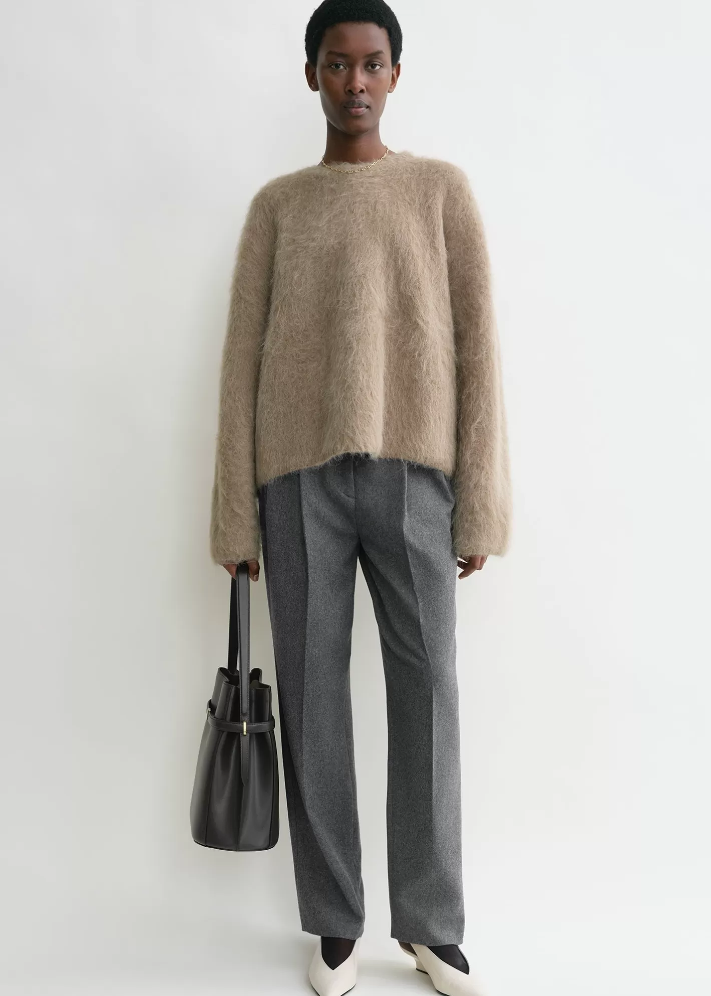 Knits & Sweaters>TOTEME Boxy alpaca knit truffle melange trufflemelange