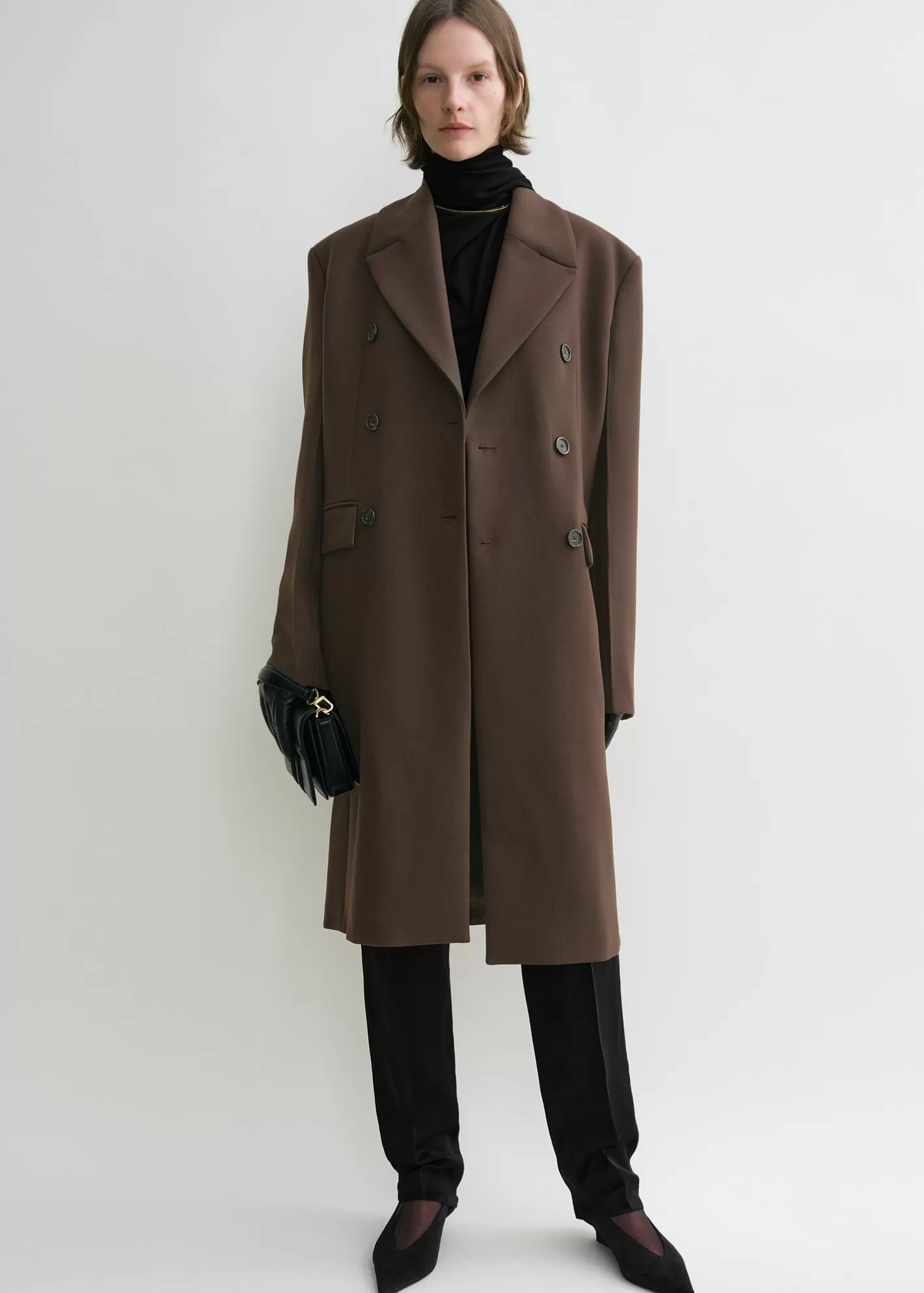 Outerwear>TOTEME Broad midi coat bark