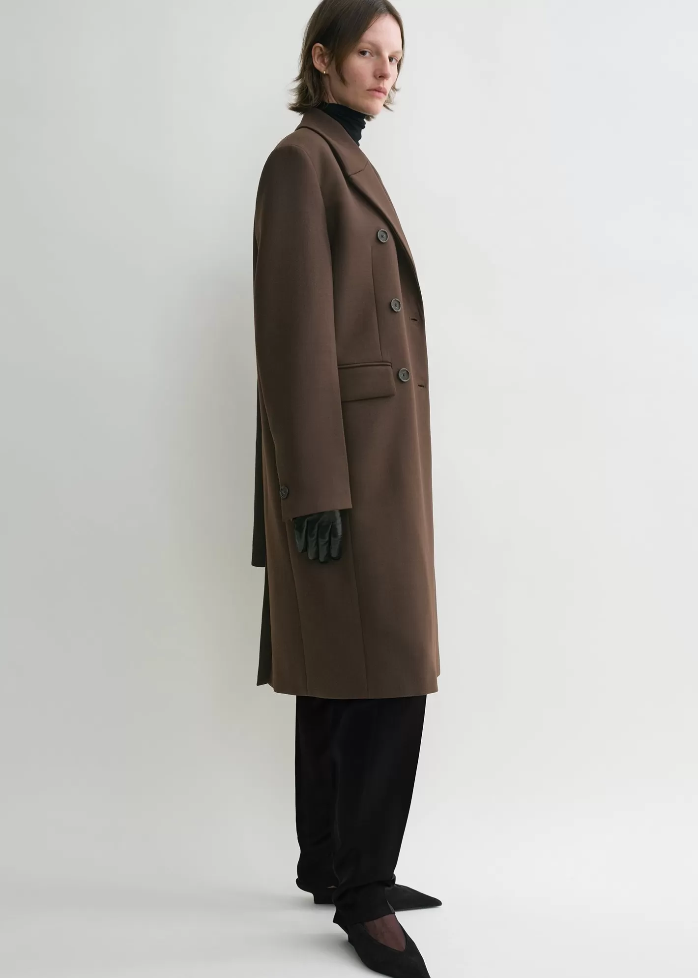 Outerwear>TOTEME Broad midi coat bark