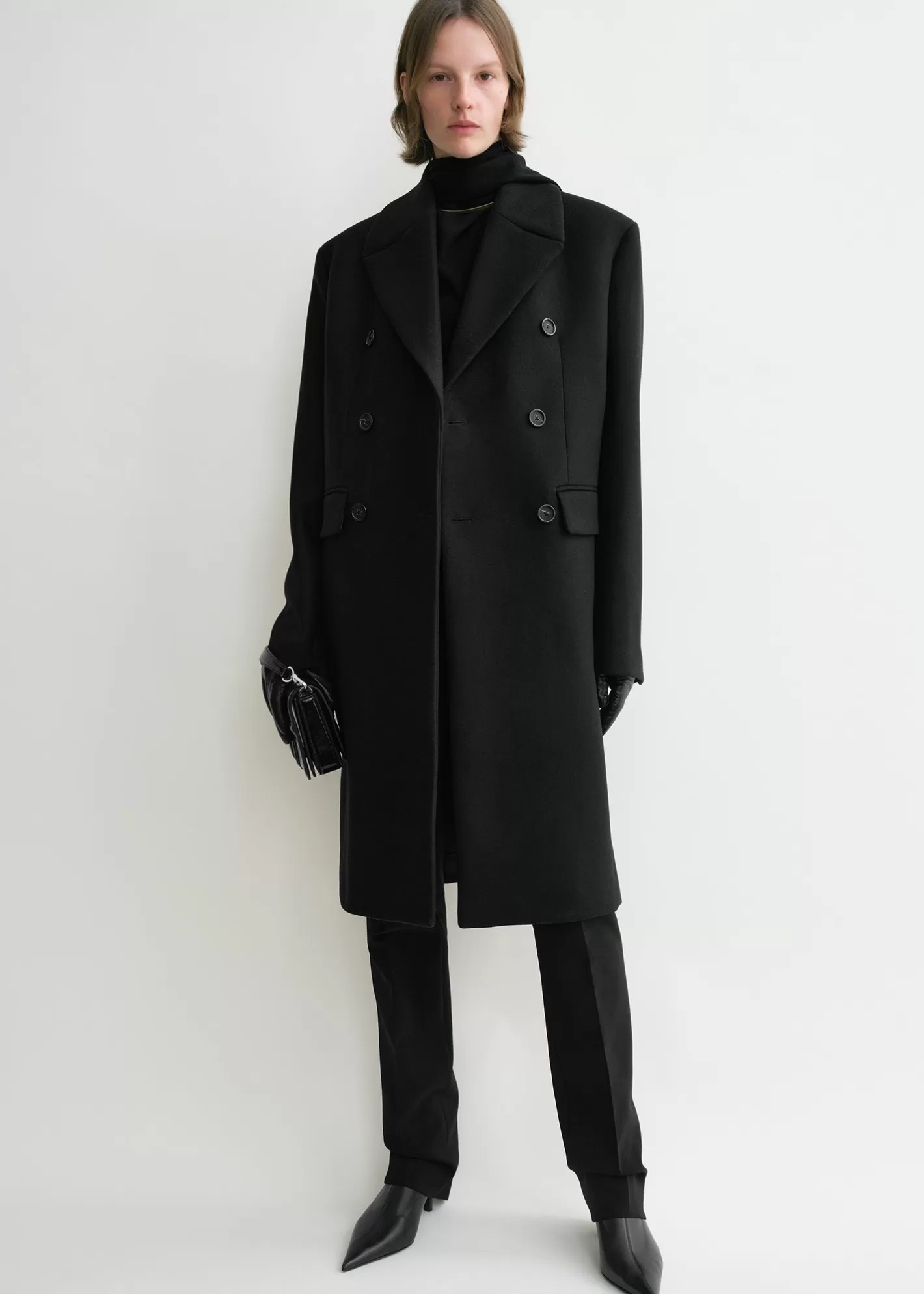 Outerwear>TOTEME Broad midi coat black