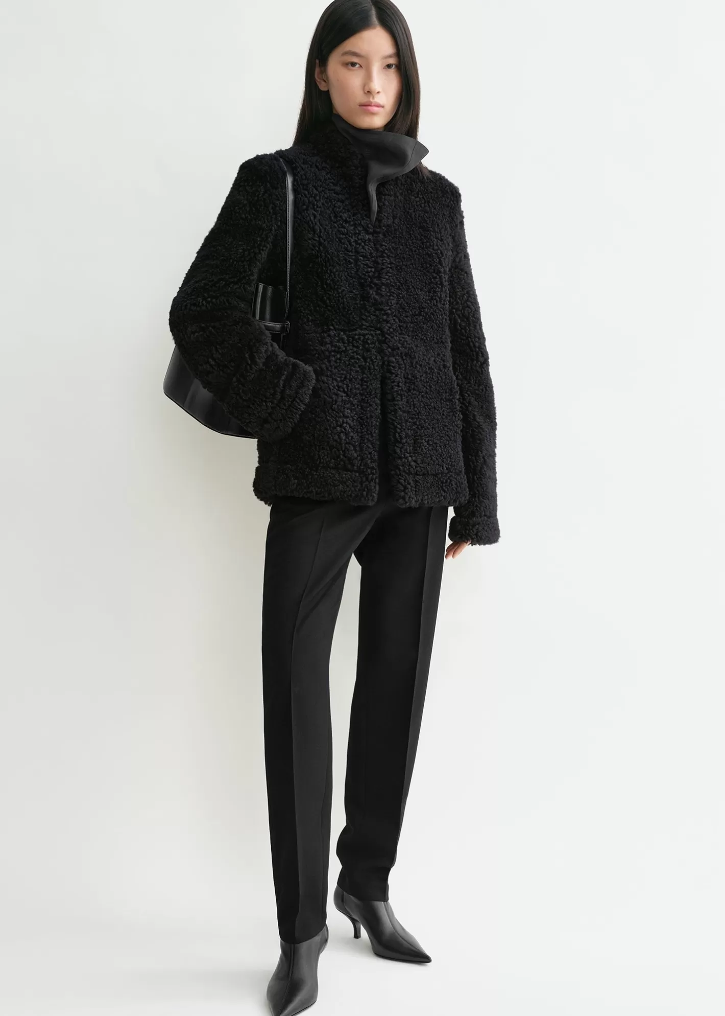 Outerwear>TOTEME Cinched shearling jacket navy