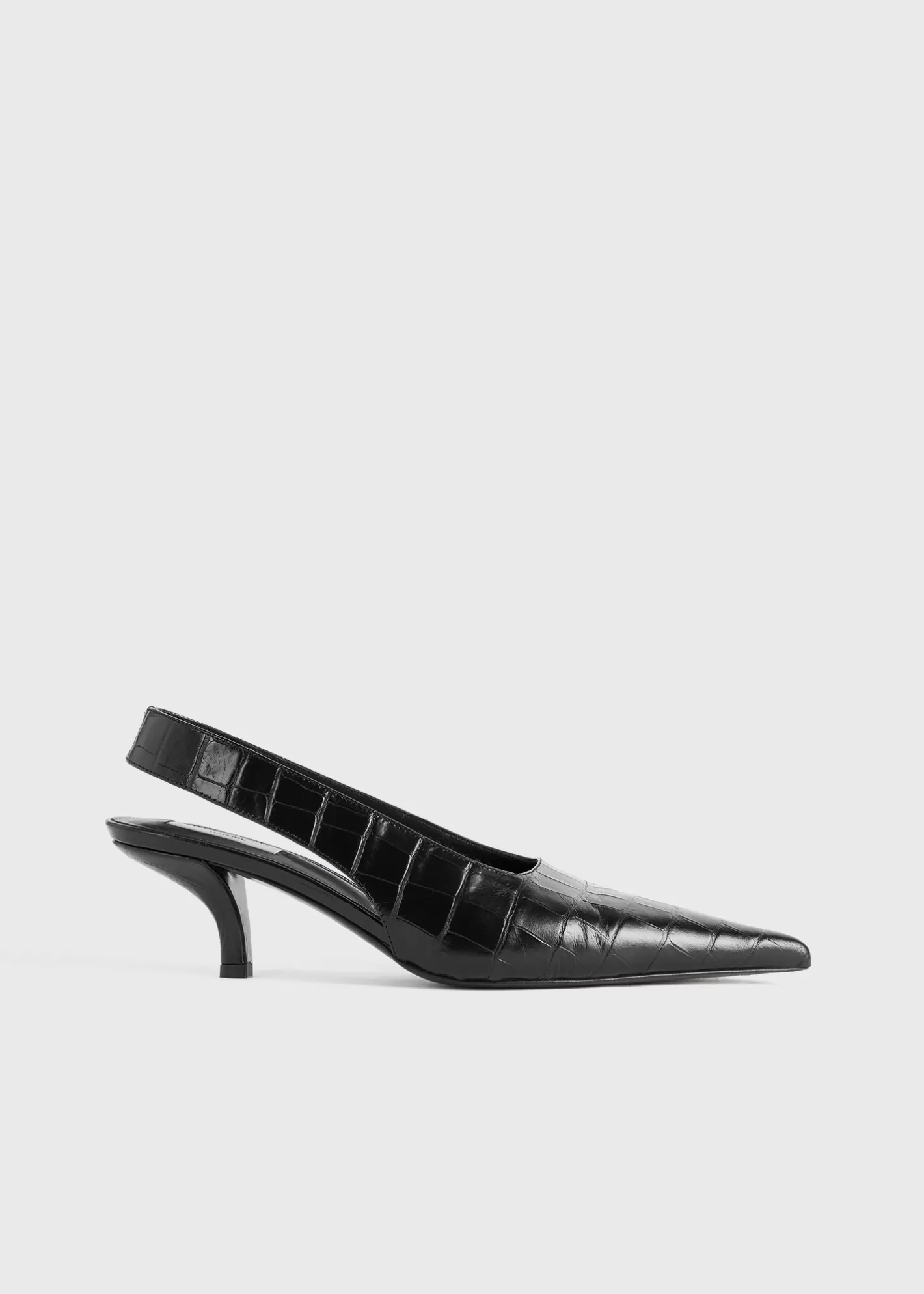 Shoes>TOTEME Classic croco-embossed slingbacks black