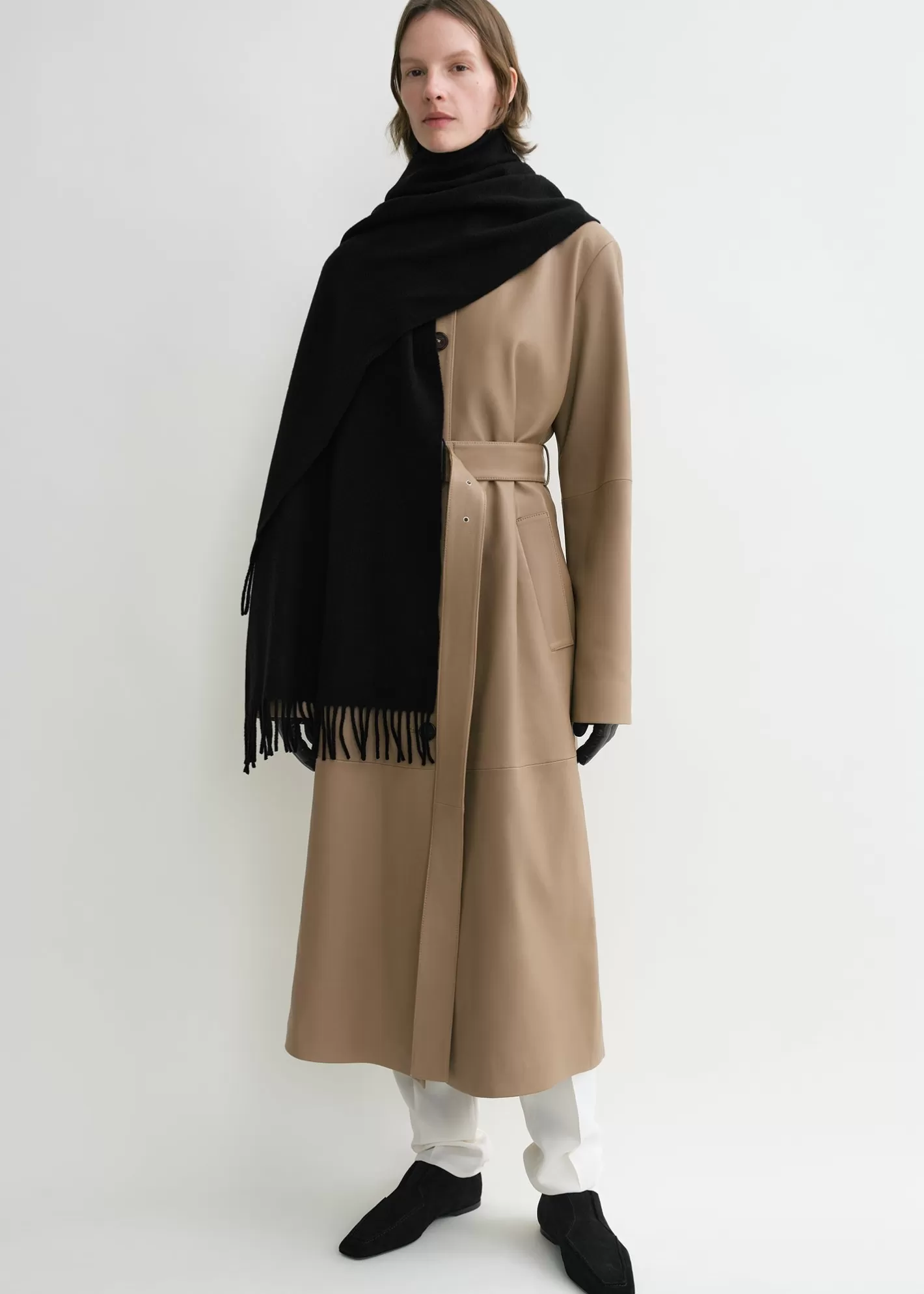 Scarves>TOTEME Classic wool scarf Black