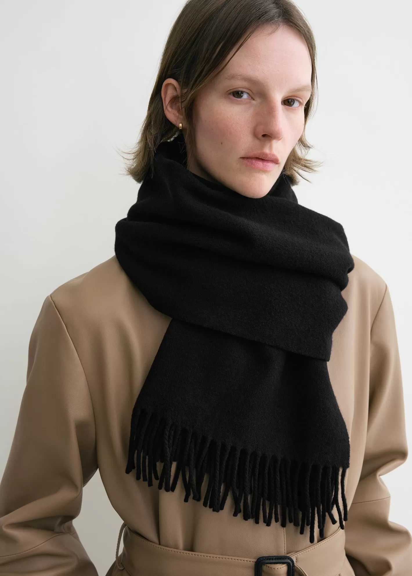 Scarves>TOTEME Classic wool scarf Black