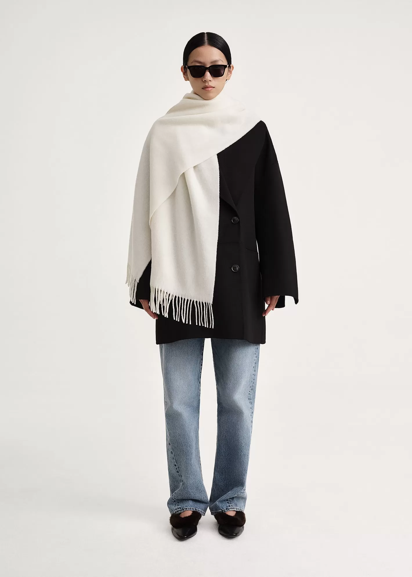 Scarves>TOTEME Classic wool scarf Bone