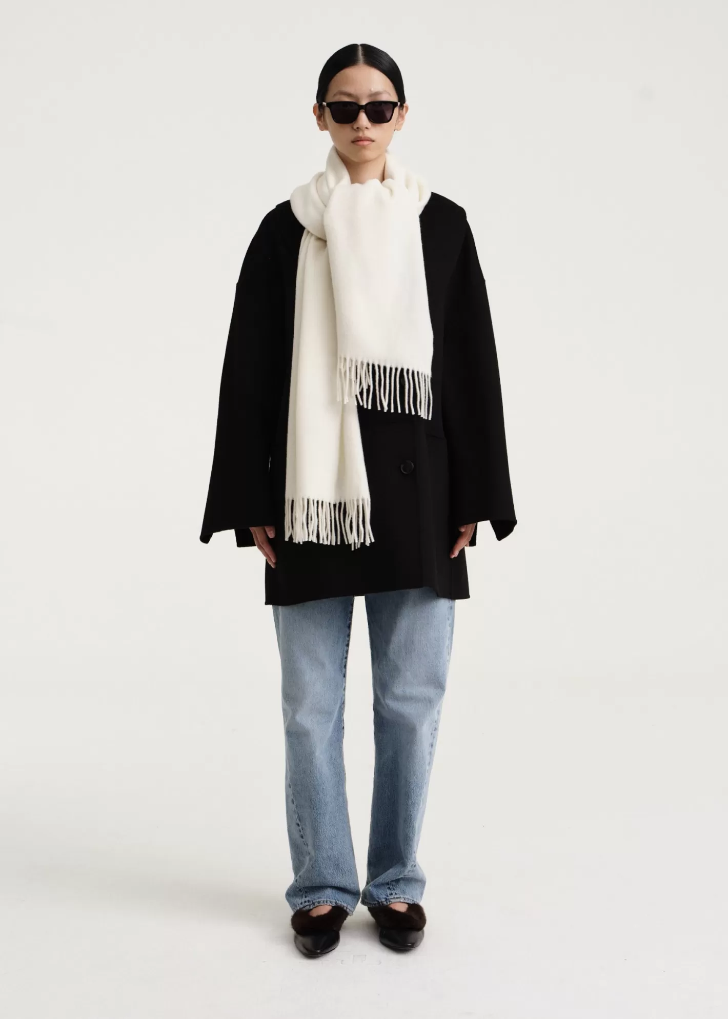 Scarves>TOTEME Classic wool scarf Bone