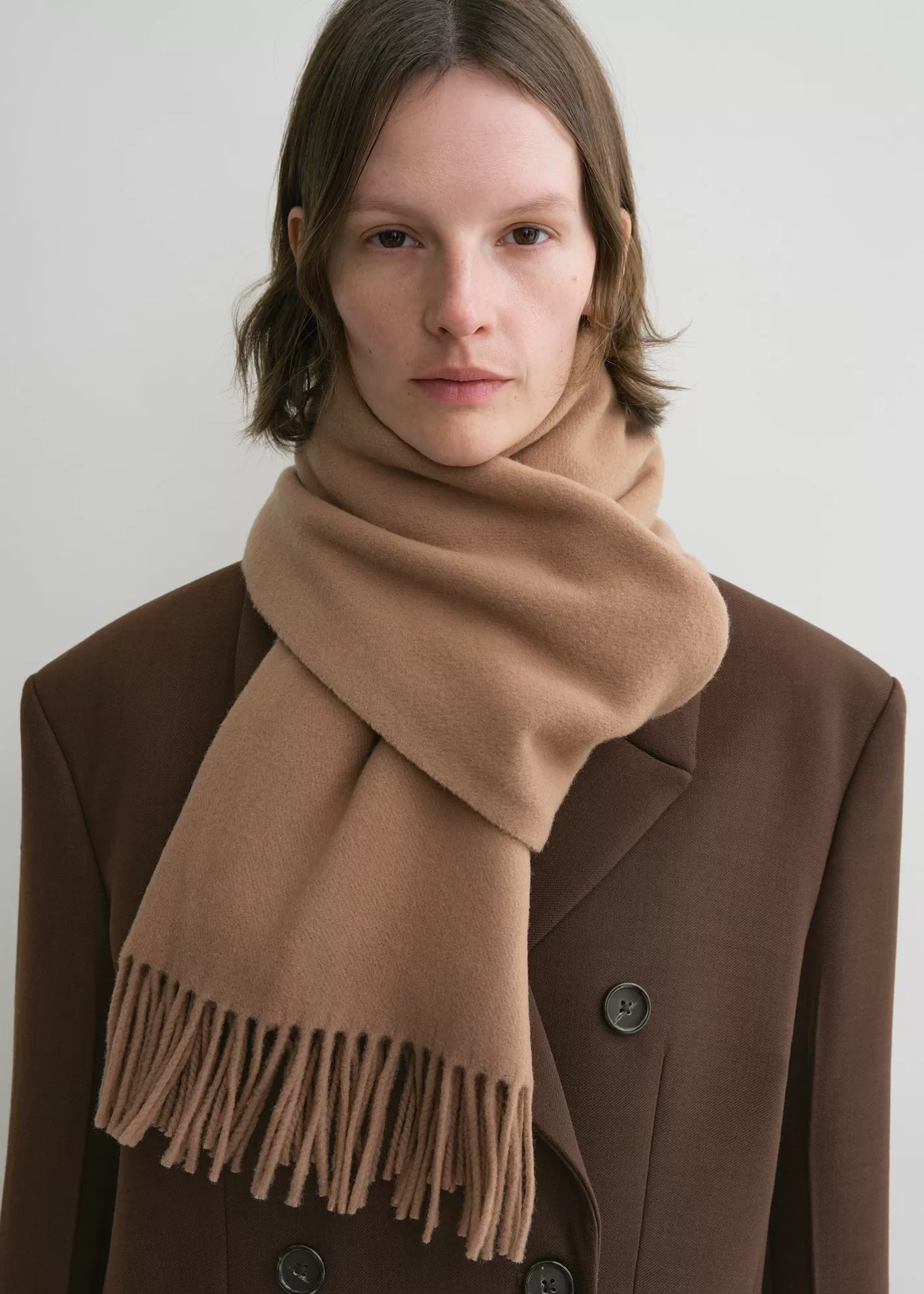 Scarves>TOTEME Classic wool scarf Camel