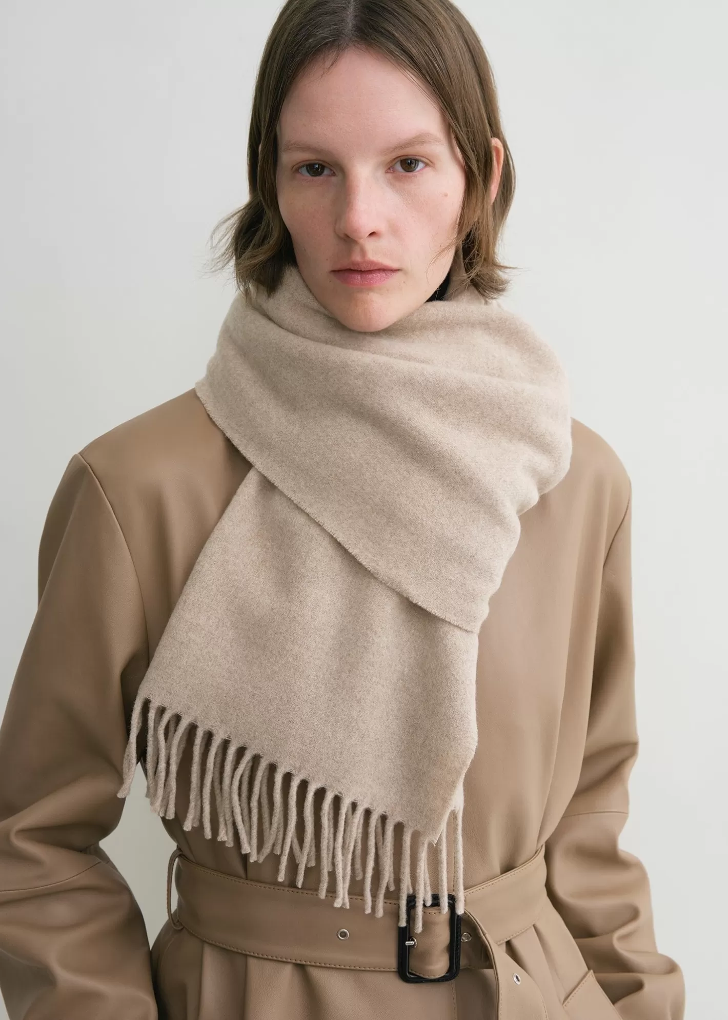 Scarves>TOTEME Classic wool scarf light beige mélange LightBeigeMelange