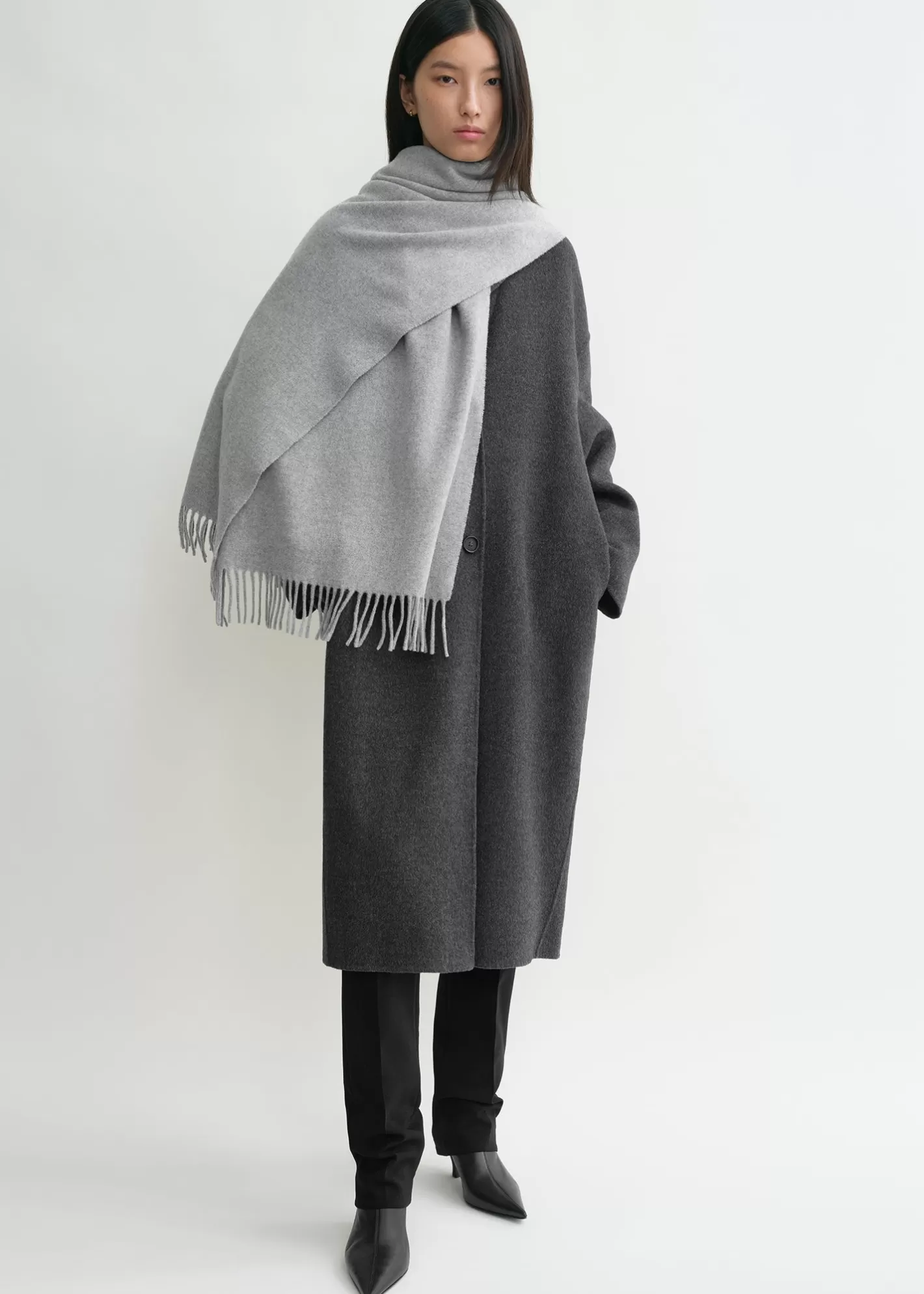 Scarves>TOTEME Classic wool scarf light grey mélange Lightgreymelange