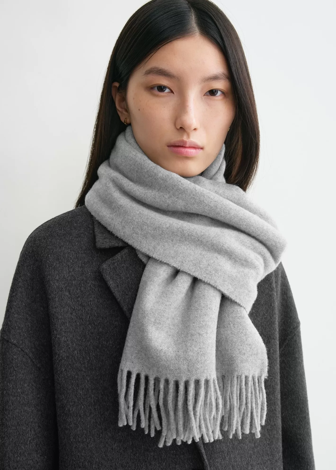 Scarves>TOTEME Classic wool scarf light grey mélange Lightgreymelange