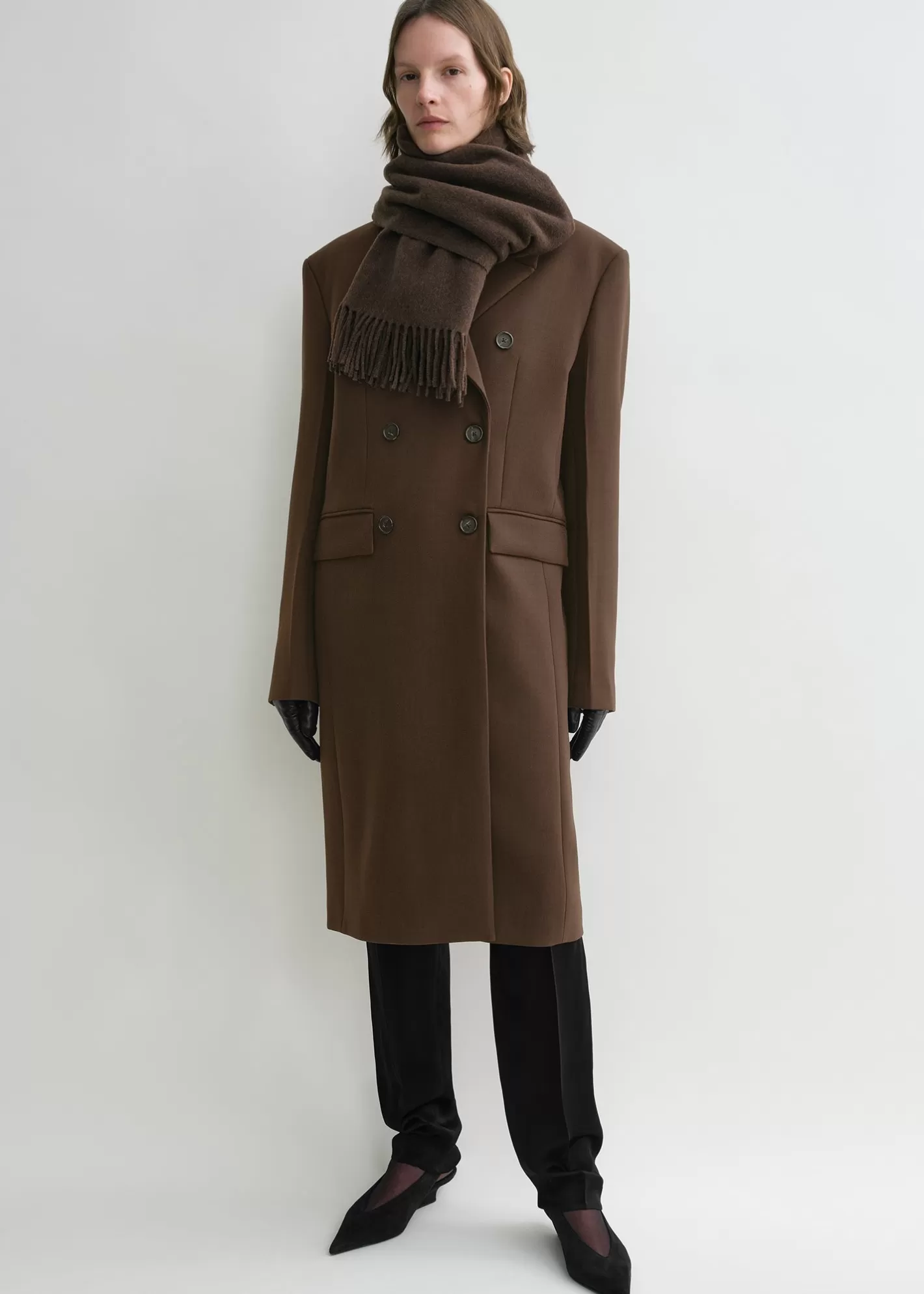 Scarves>TOTEME Classic wool scarf washed brown Washedbrown