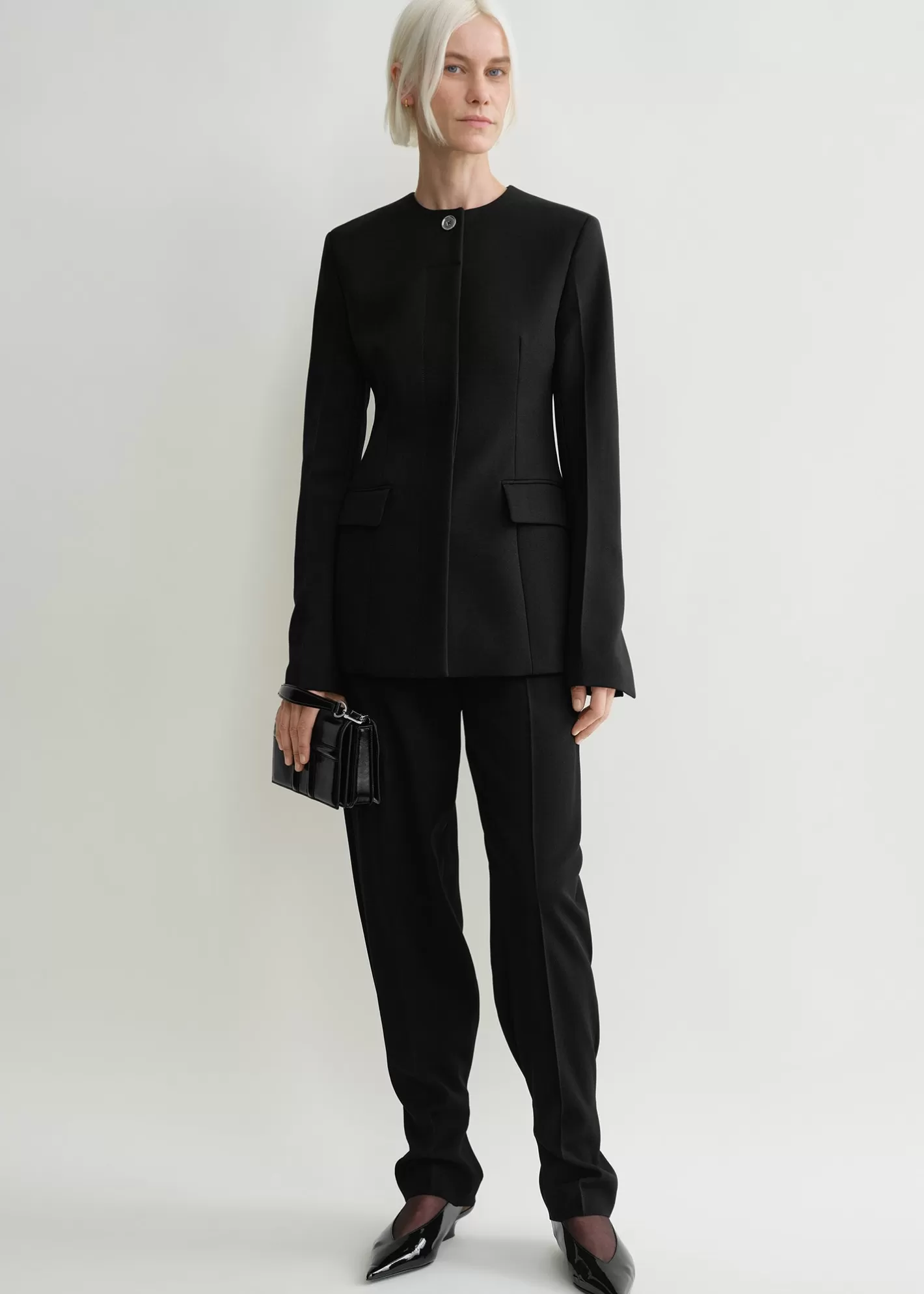 Outerwear | Blazers>TOTEME Collarless cinched jacket black