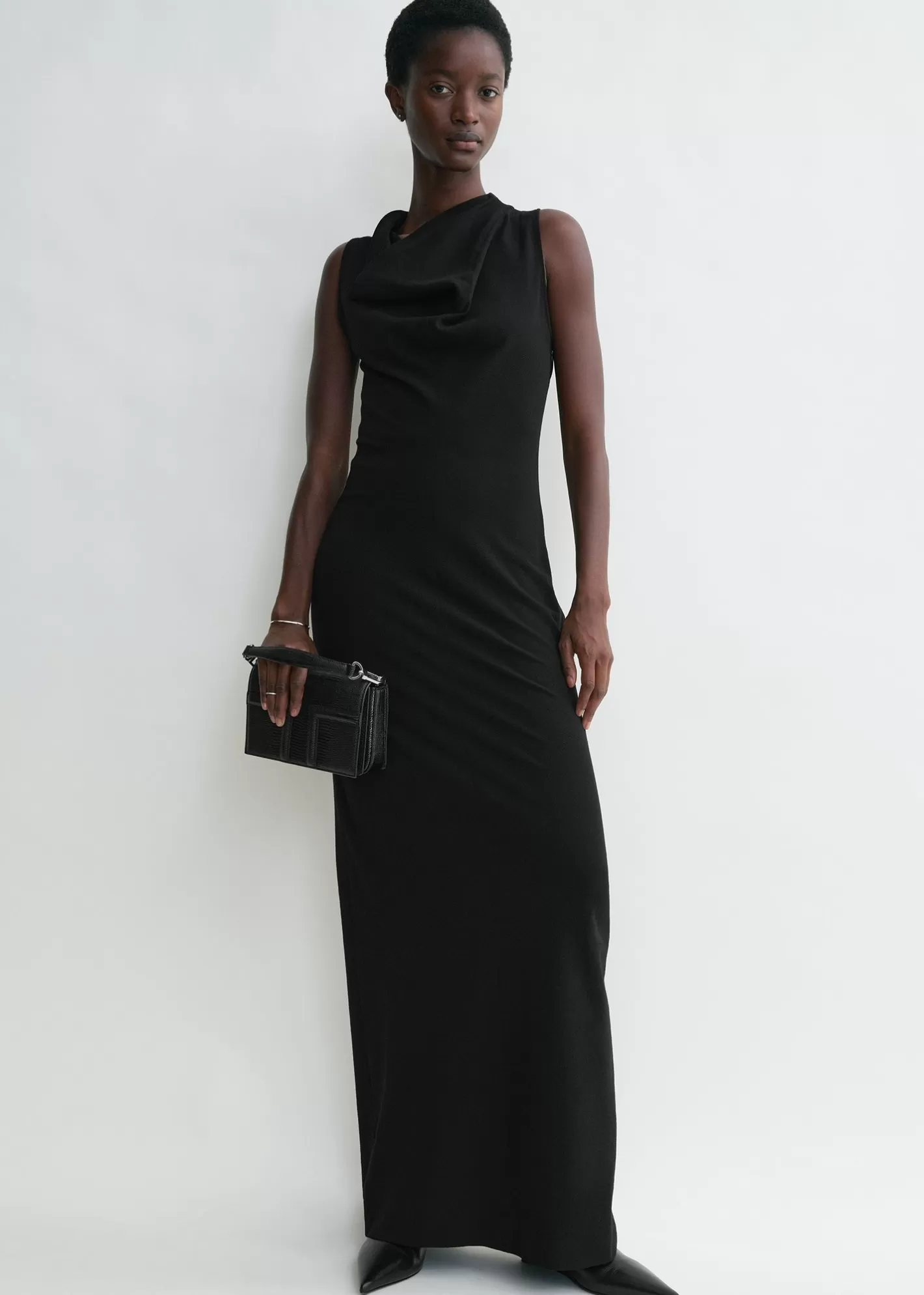 Dresses & Skirts>TOTEME Cowl-neck dress black