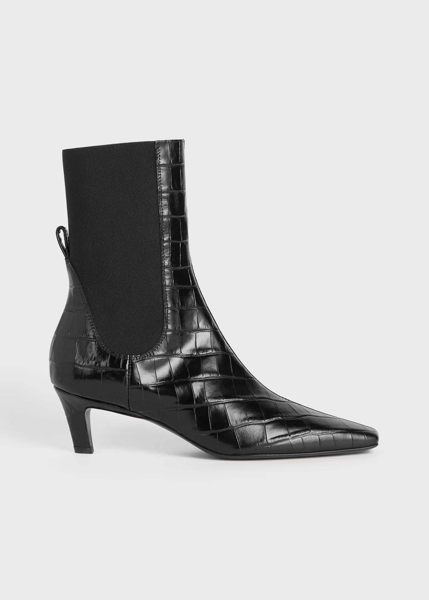 Shoes>TOTEME Croco-embossed mid-heel boots Black