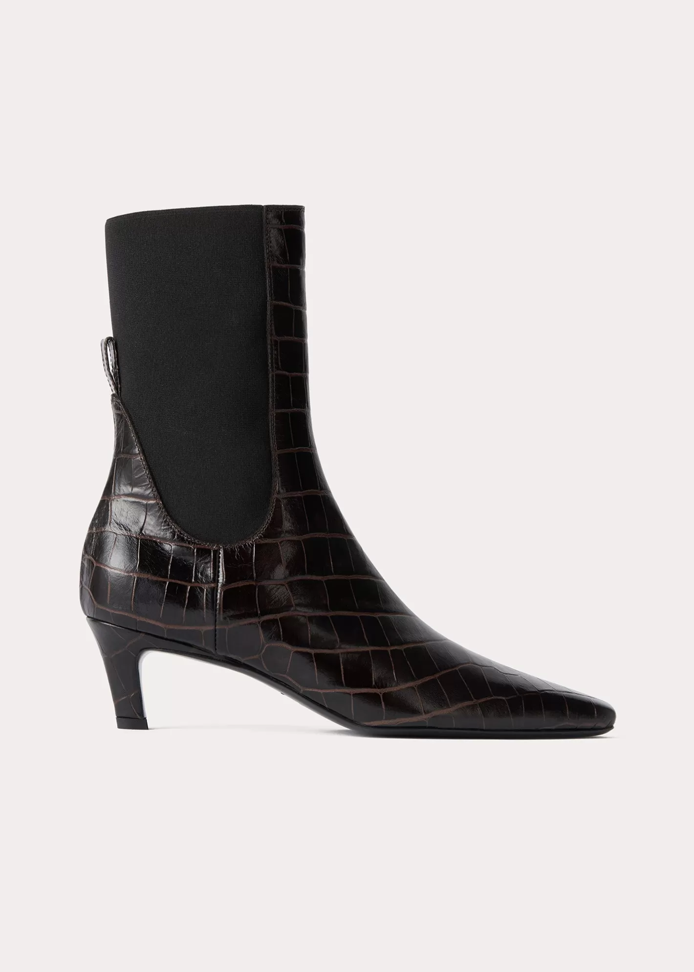 Shoes>TOTEME Croco-embossed mid-heel boots dark brown Darkbrowncroco