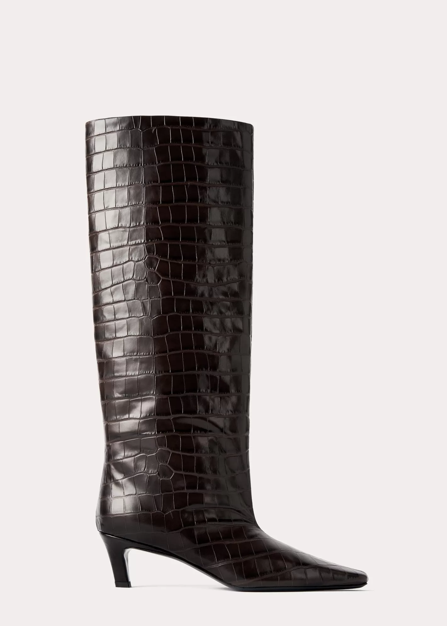 Shoes>TOTEME Croco-embossed wide shaft boots dark brown Darkbrowncroco