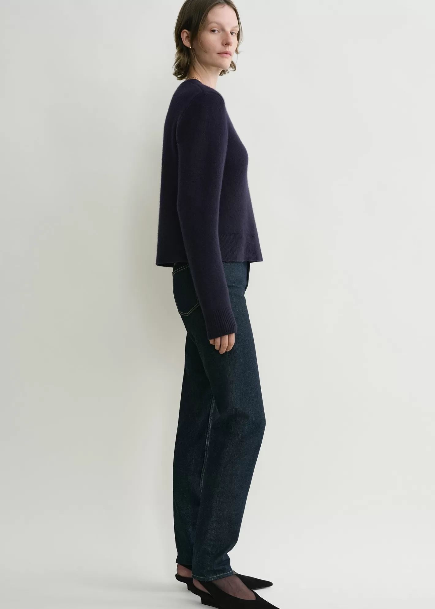 Knits & Sweaters>TOTEME Cropped crew-neck knit navy