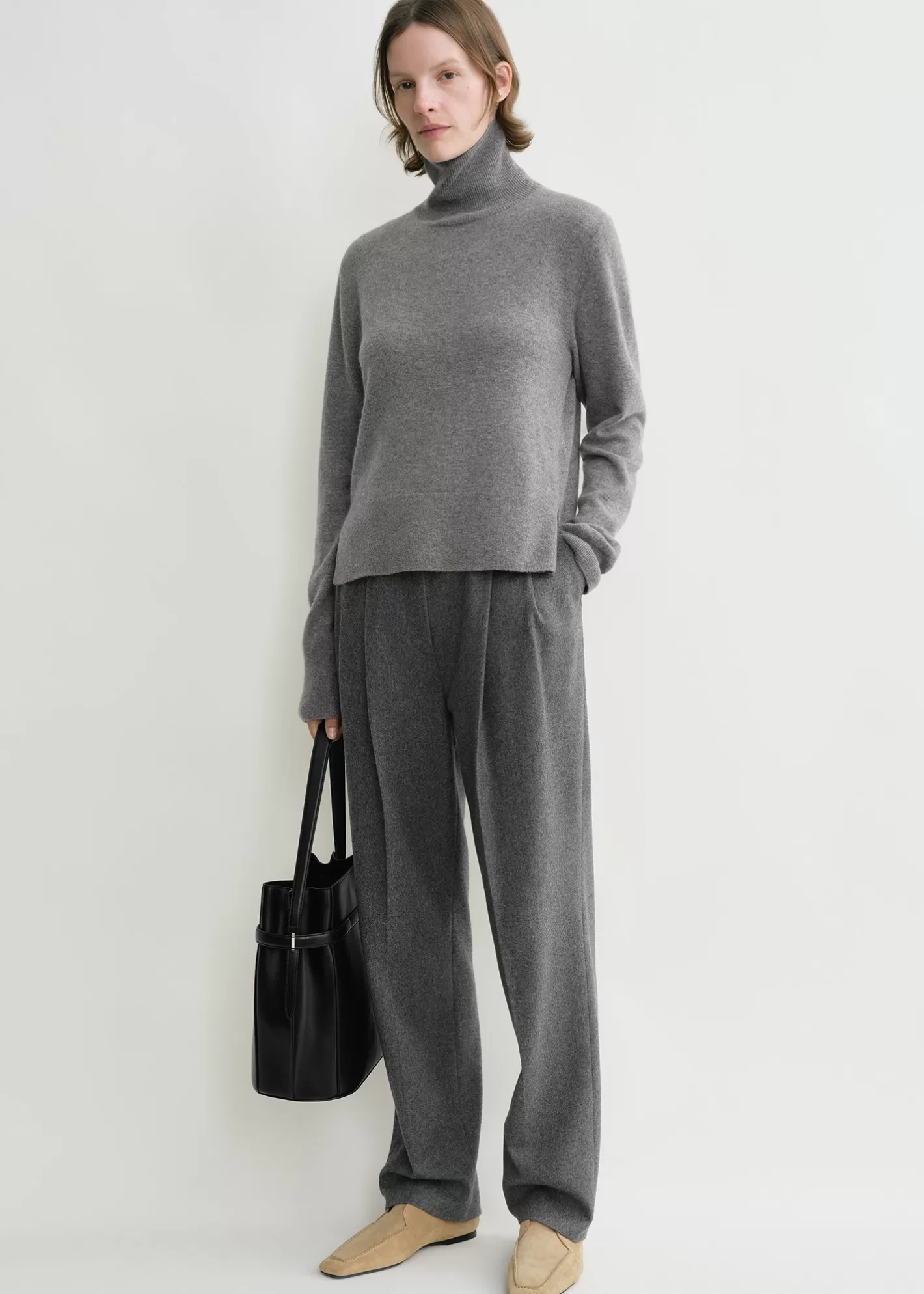 Knits & Sweaters>TOTEME Cropped turtleneck grey melange greymelange