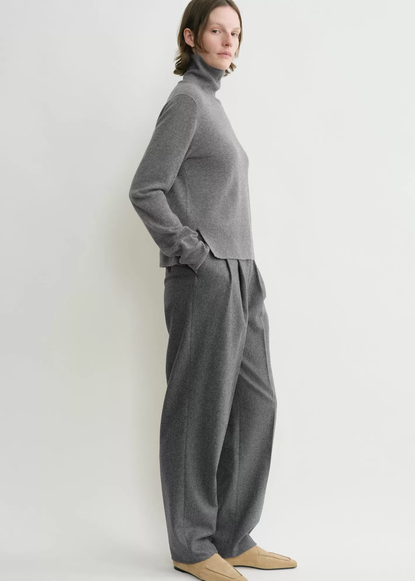 Knits & Sweaters>TOTEME Cropped turtleneck grey melange greymelange