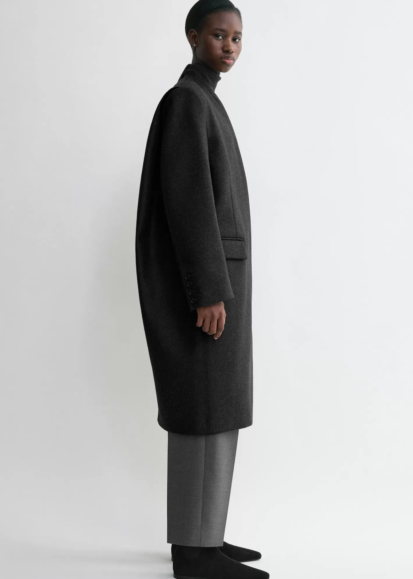 Outerwear>TOTEME Deep pleat coat charcoal melange charcoalmelange