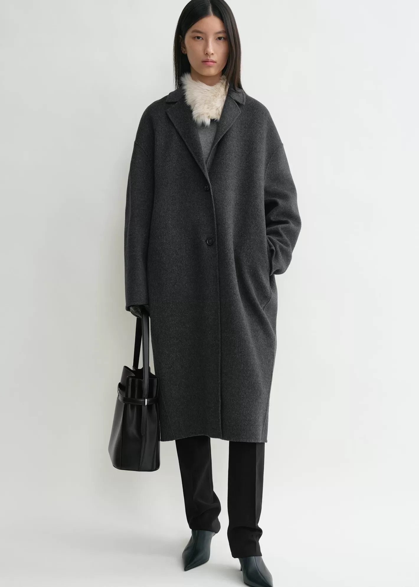 Outerwear>TOTEME Doublé cocoon coat charcoal melange charcoalmelange