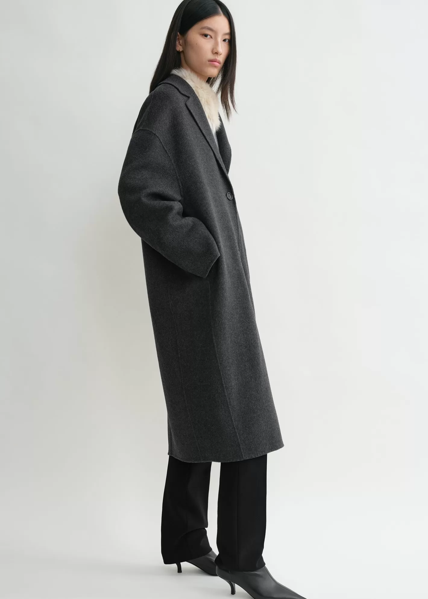 Outerwear>TOTEME Doublé cocoon coat charcoal melange charcoalmelange