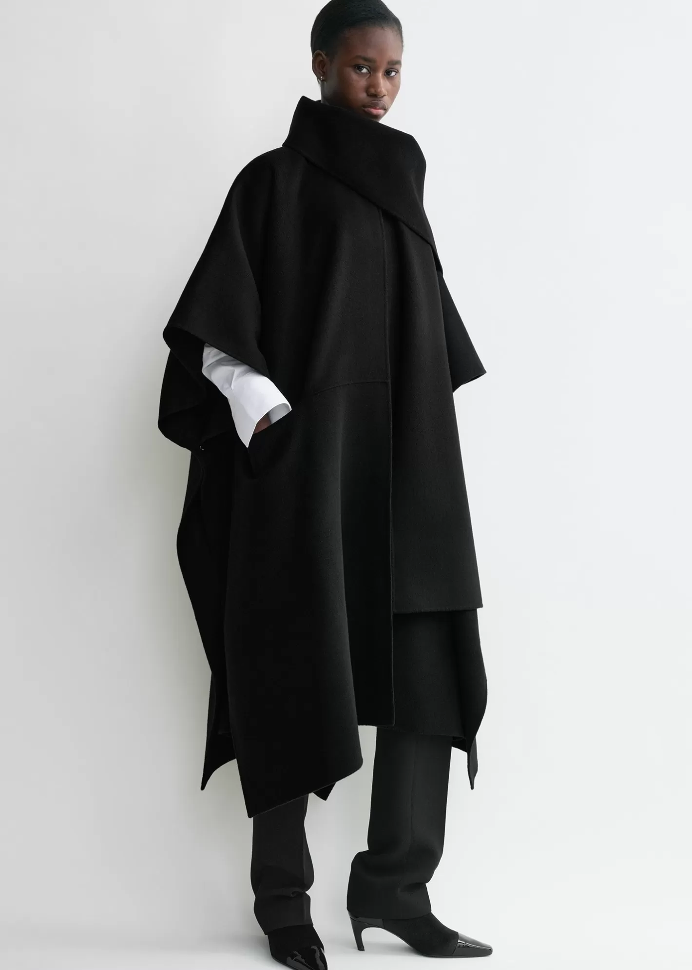 Outerwear>TOTEME Doublé scarf coat black