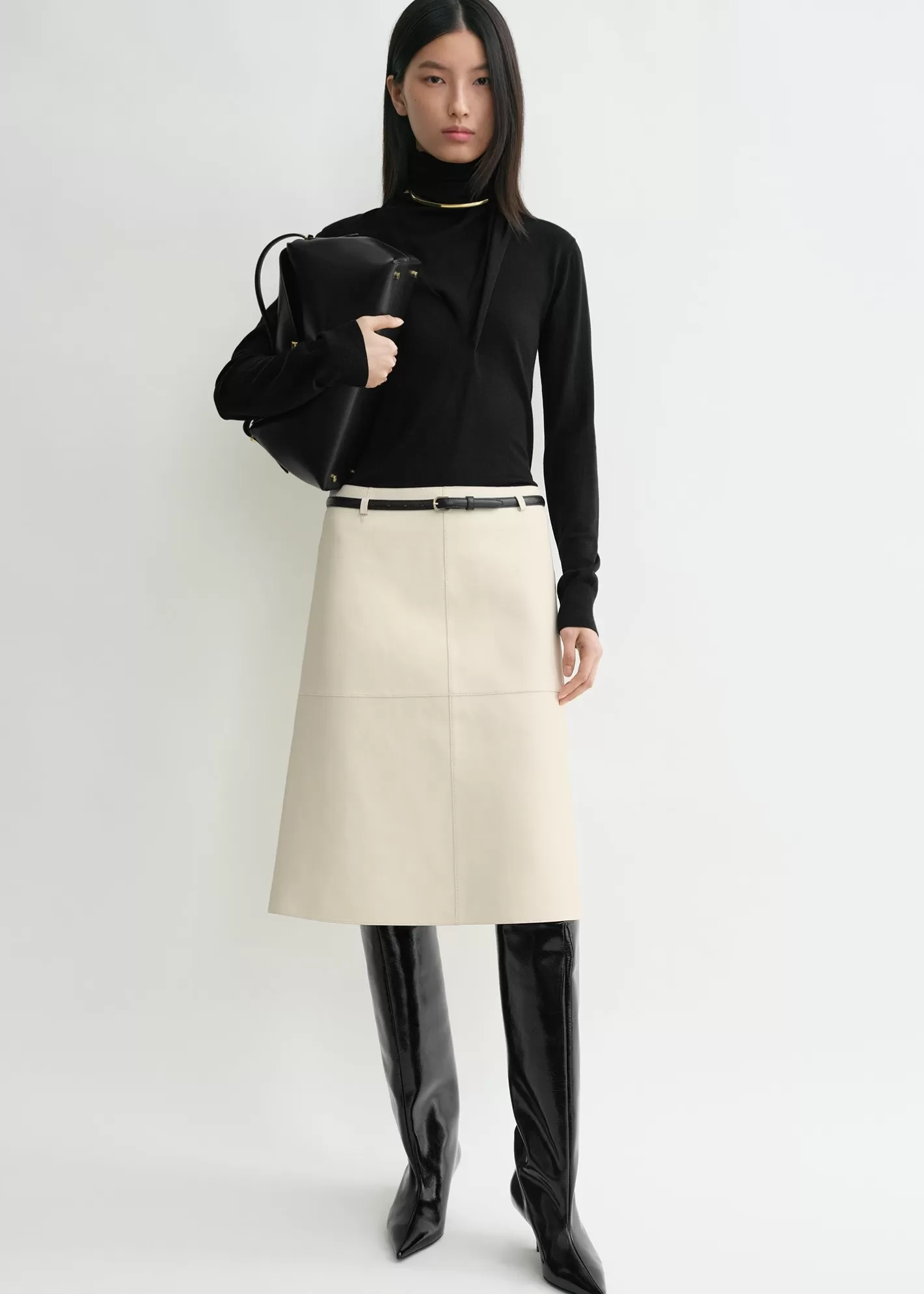 Dresses & Skirts>TOTEME Double leather skirt off-white