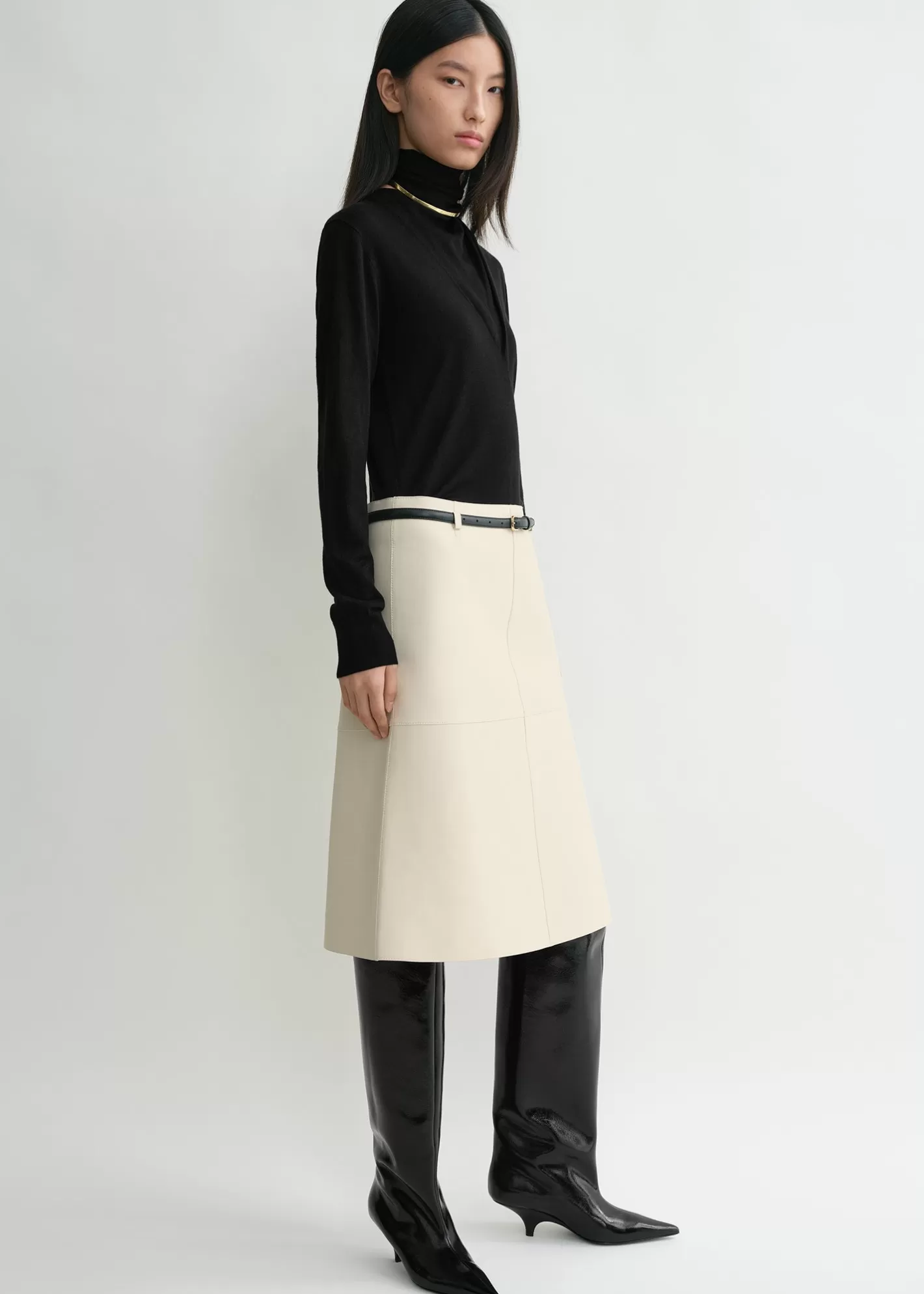 Dresses & Skirts>TOTEME Double leather skirt off-white