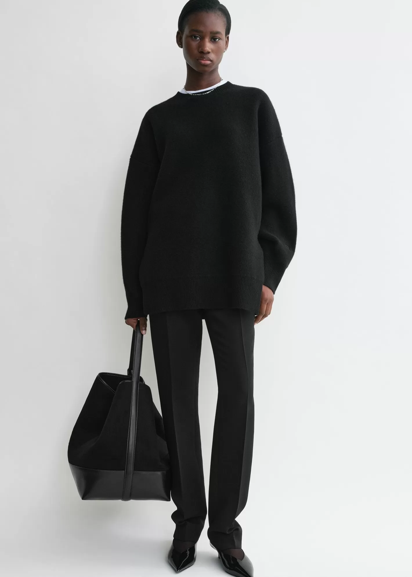 Knits & Sweaters>TOTEME Double-knit pullover black