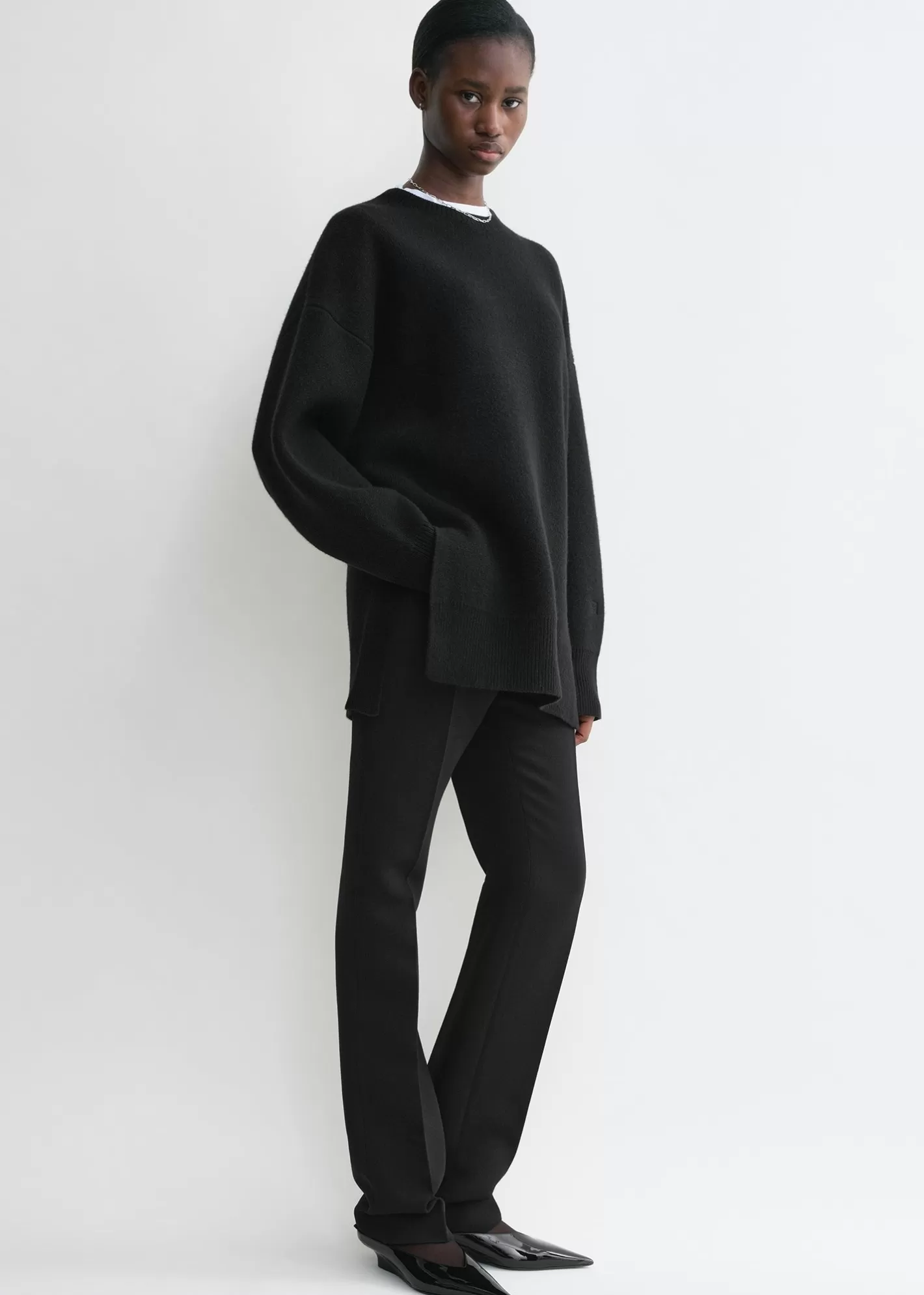 Knits & Sweaters>TOTEME Double-knit pullover black