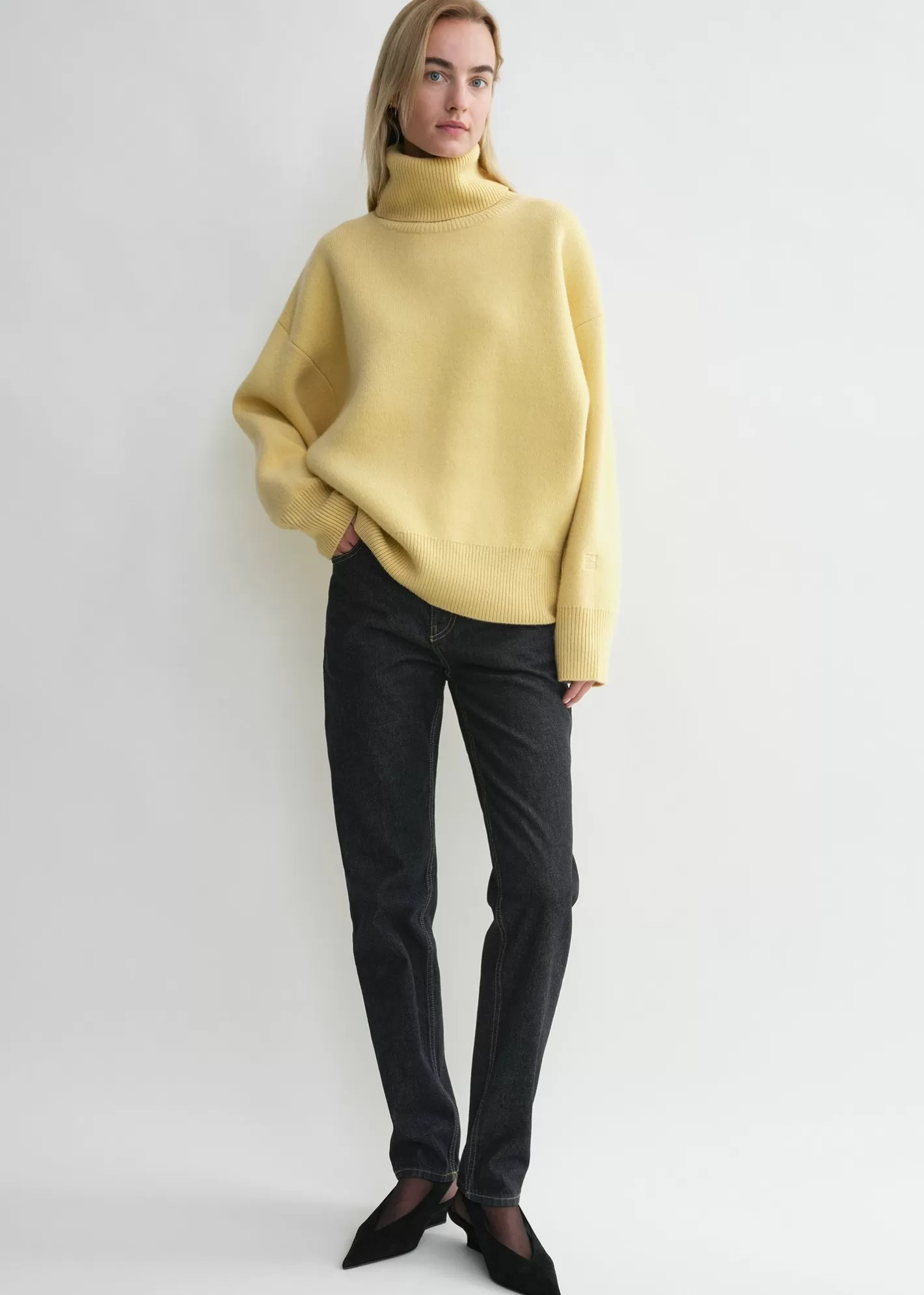 Knits & Sweaters>TOTEME Double-knit turtleneck soft yellow softyellow