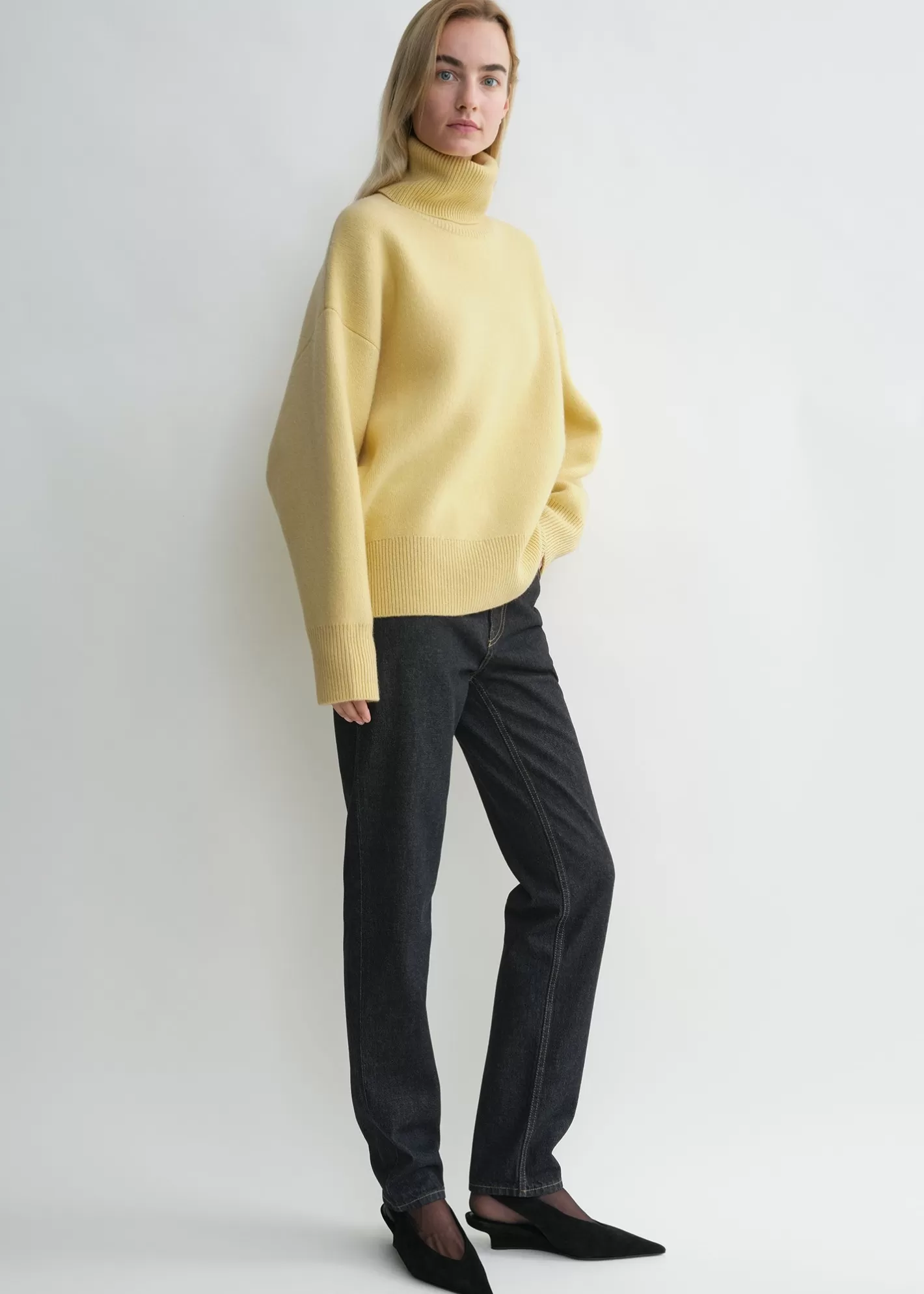 Knits & Sweaters>TOTEME Double-knit turtleneck soft yellow softyellow