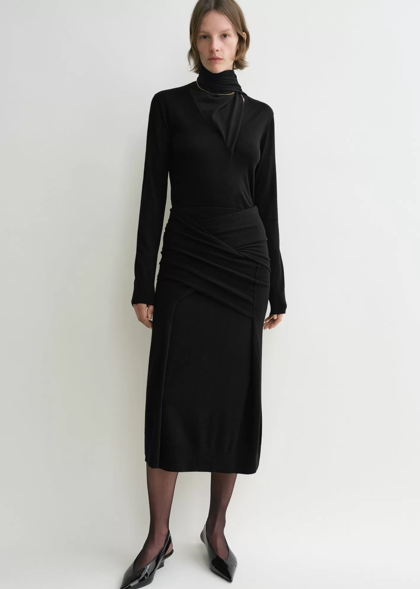 Dresses & Skirts>TOTEME Draped fine knit skirt black