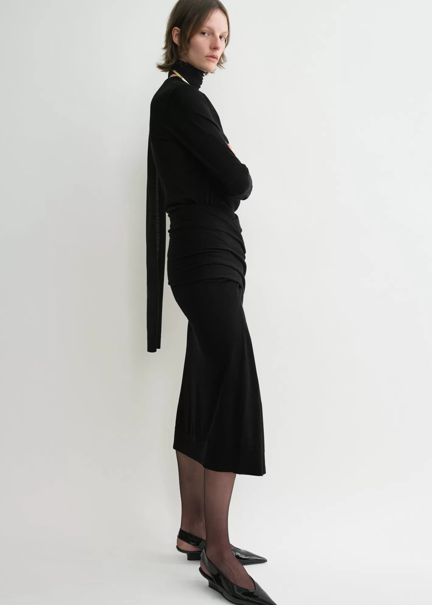 Dresses & Skirts>TOTEME Draped fine knit skirt black