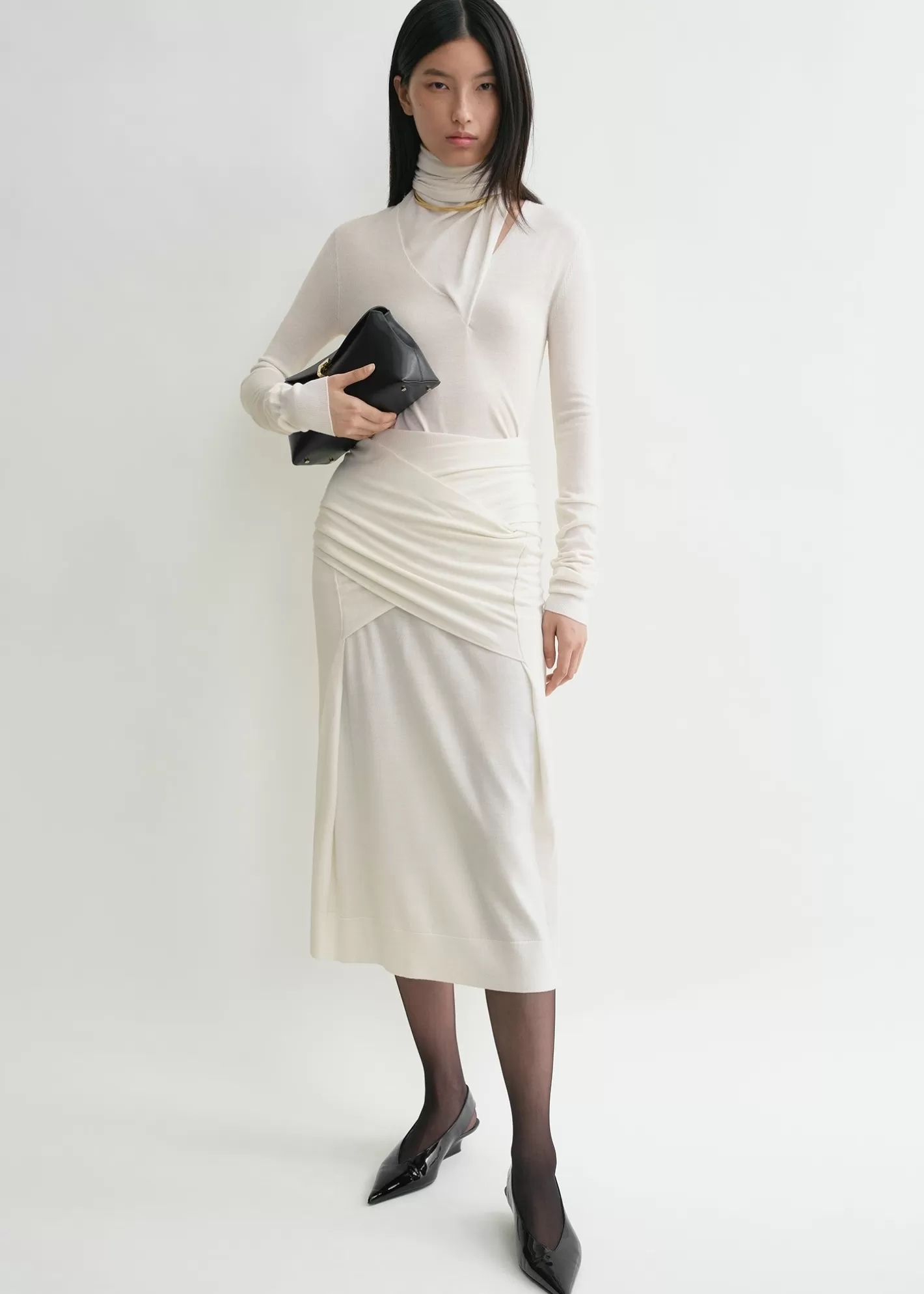 Dresses & Skirts>TOTEME Draped fine knit skirt off-white