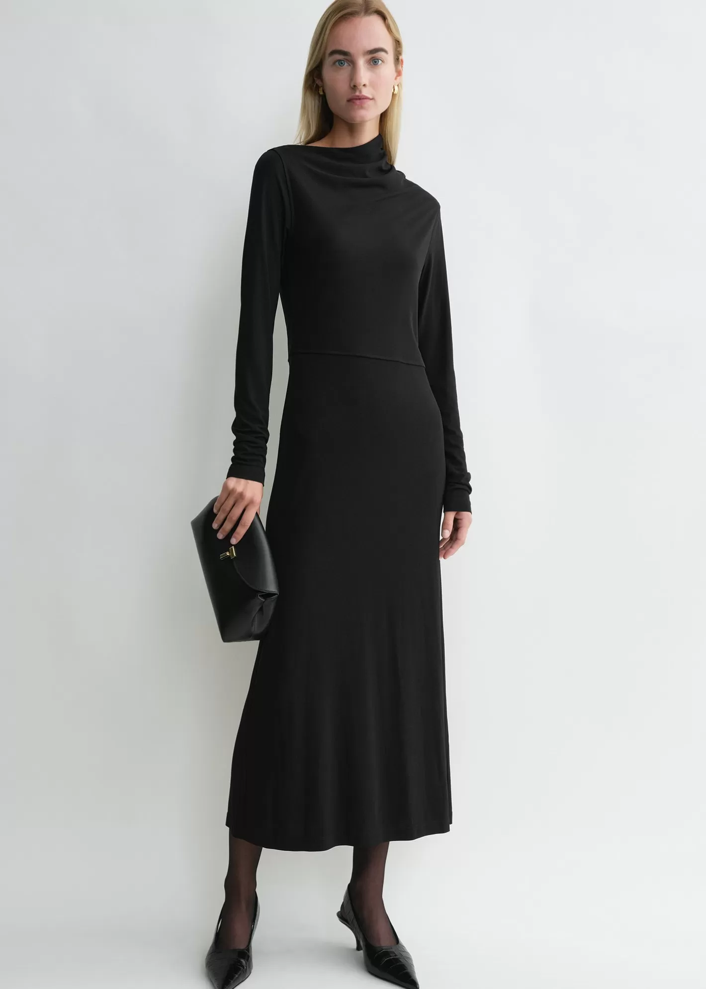 Dresses & Skirts>TOTEME Draped jersey dress black