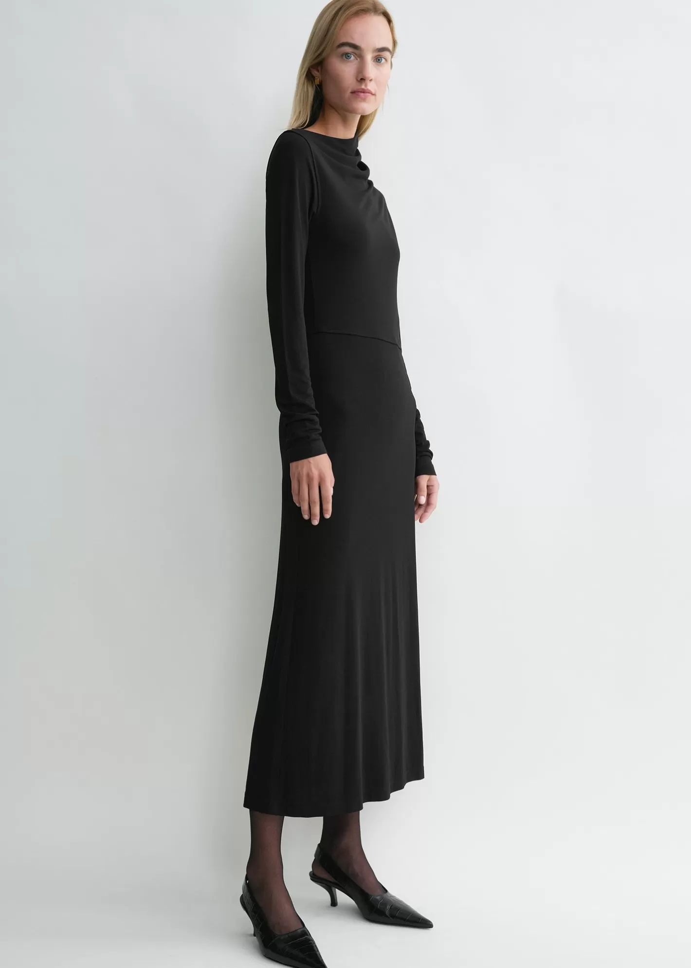 Dresses & Skirts>TOTEME Draped jersey dress black