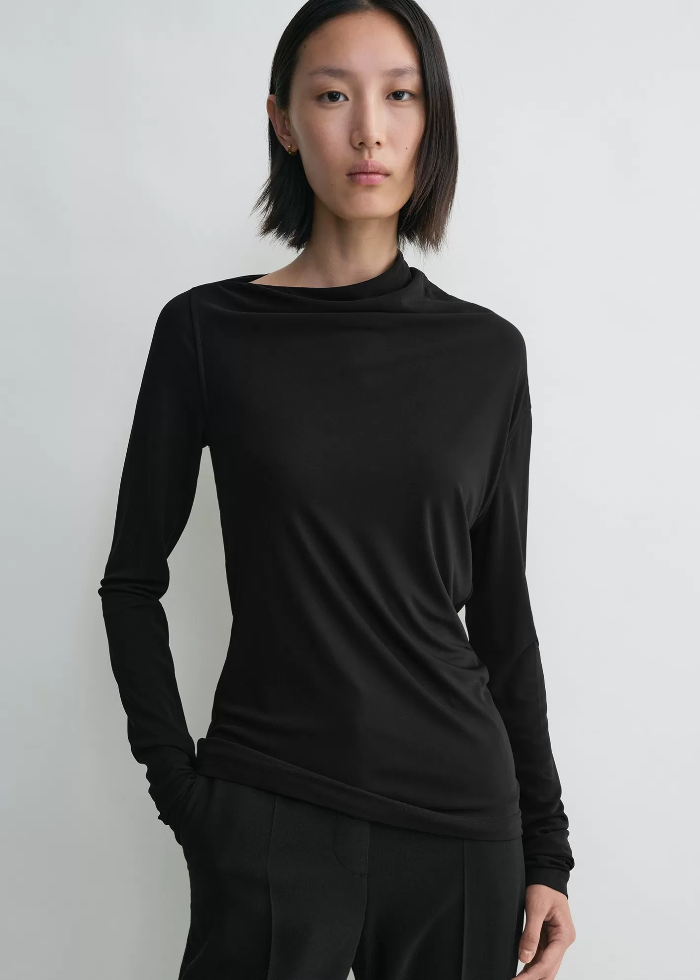 Tops & Blouses>TOTEME Draped jersey top black