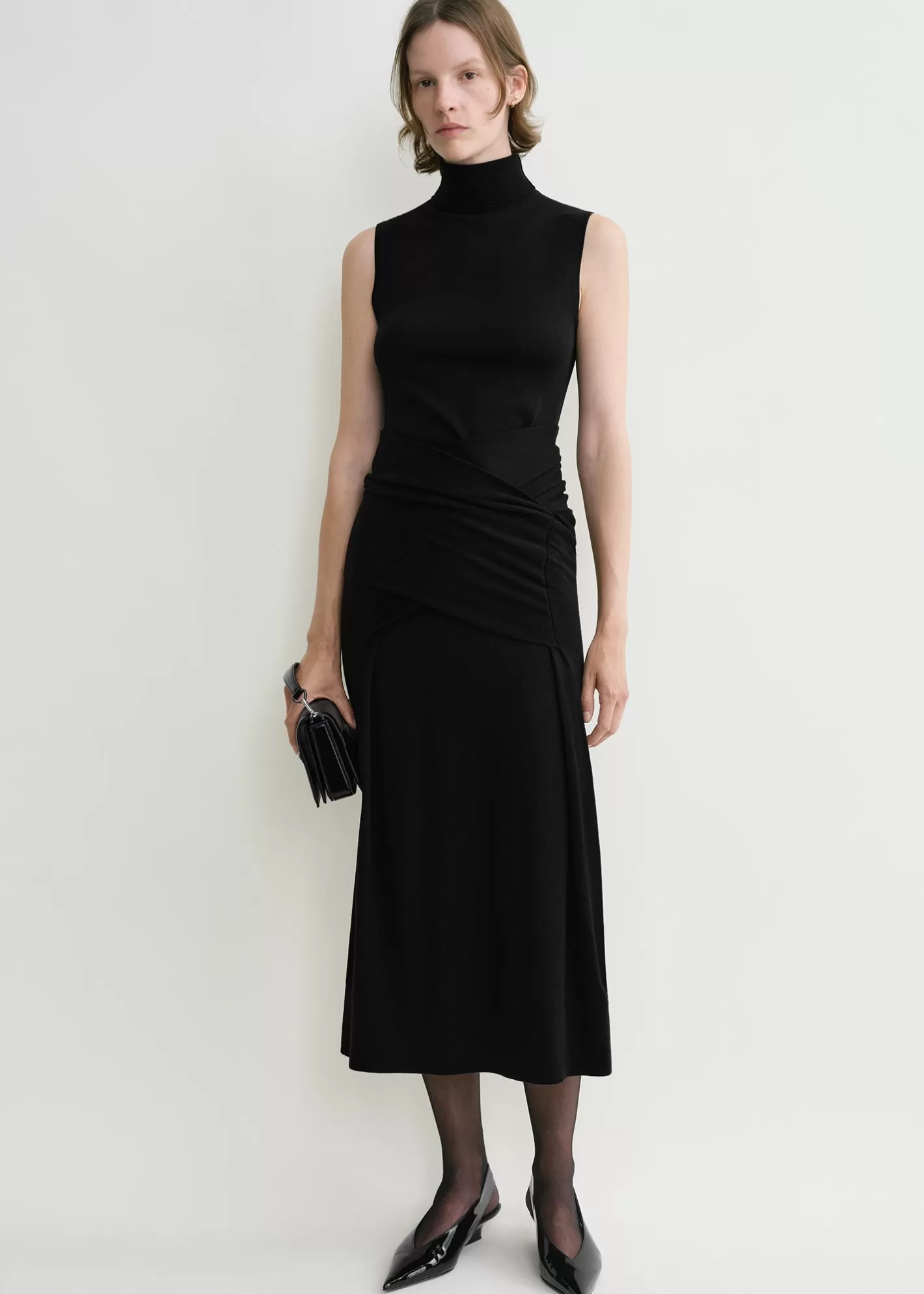 Dresses & Skirts>TOTEME Draped knit dress black