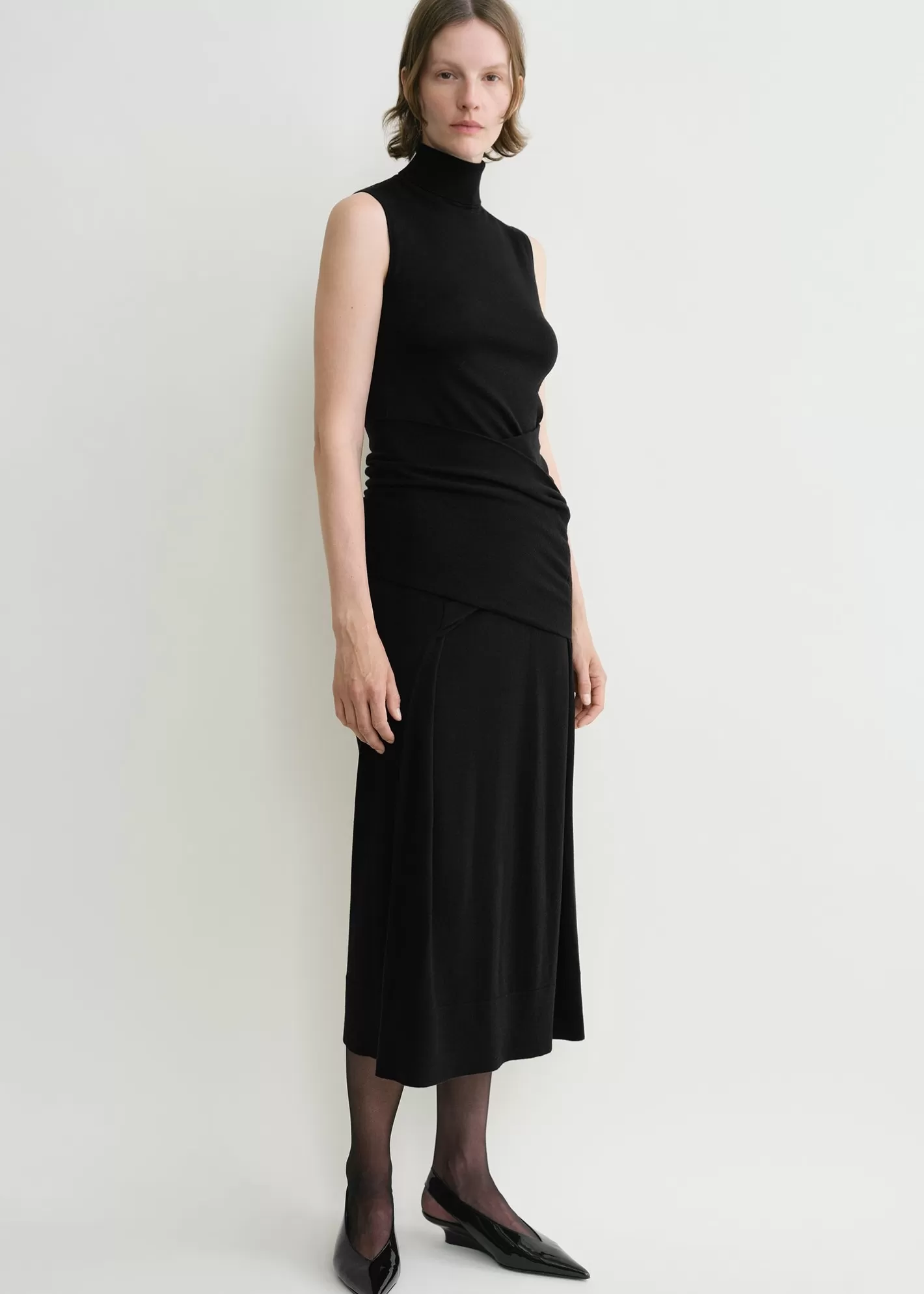 Dresses & Skirts>TOTEME Draped knit dress black