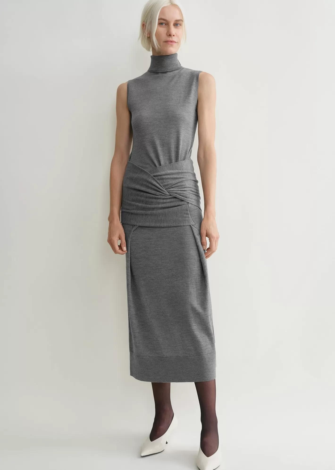 Dresses & Skirts>TOTEME Draped knit dress grey melange greymelange