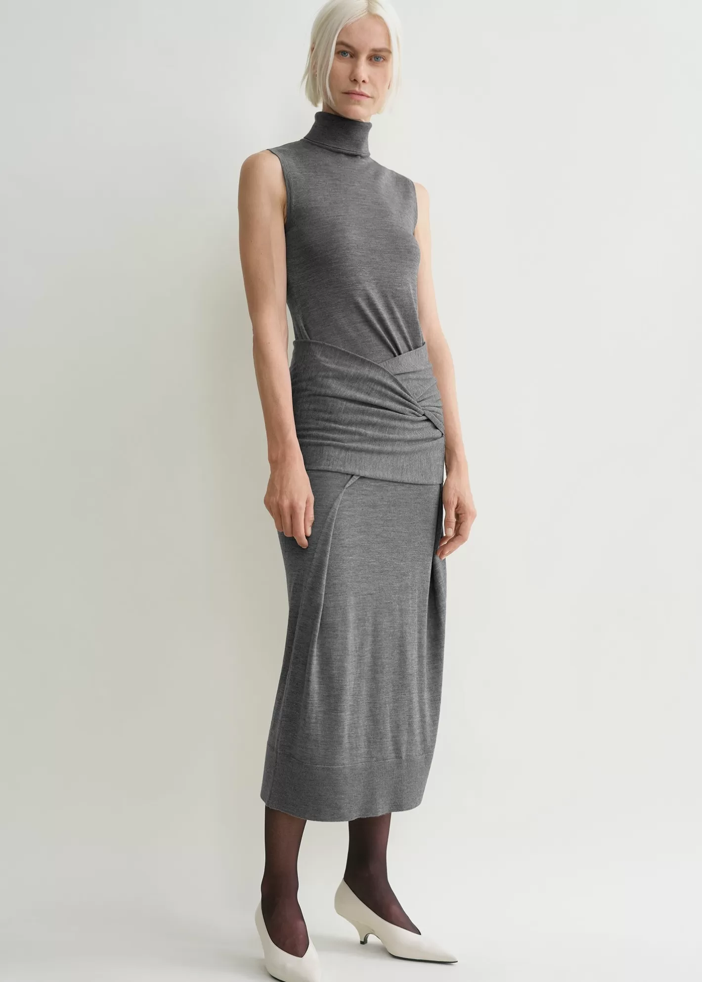 Dresses & Skirts>TOTEME Draped knit dress grey melange greymelange